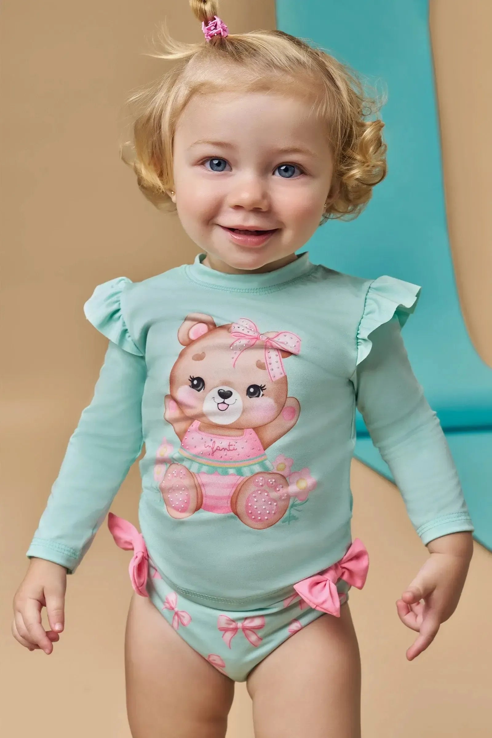 Conjunto de Blusa e Calcinha em Malha UV Dry com Proteção UV 50+ 87821 Infanti Bebê Menina