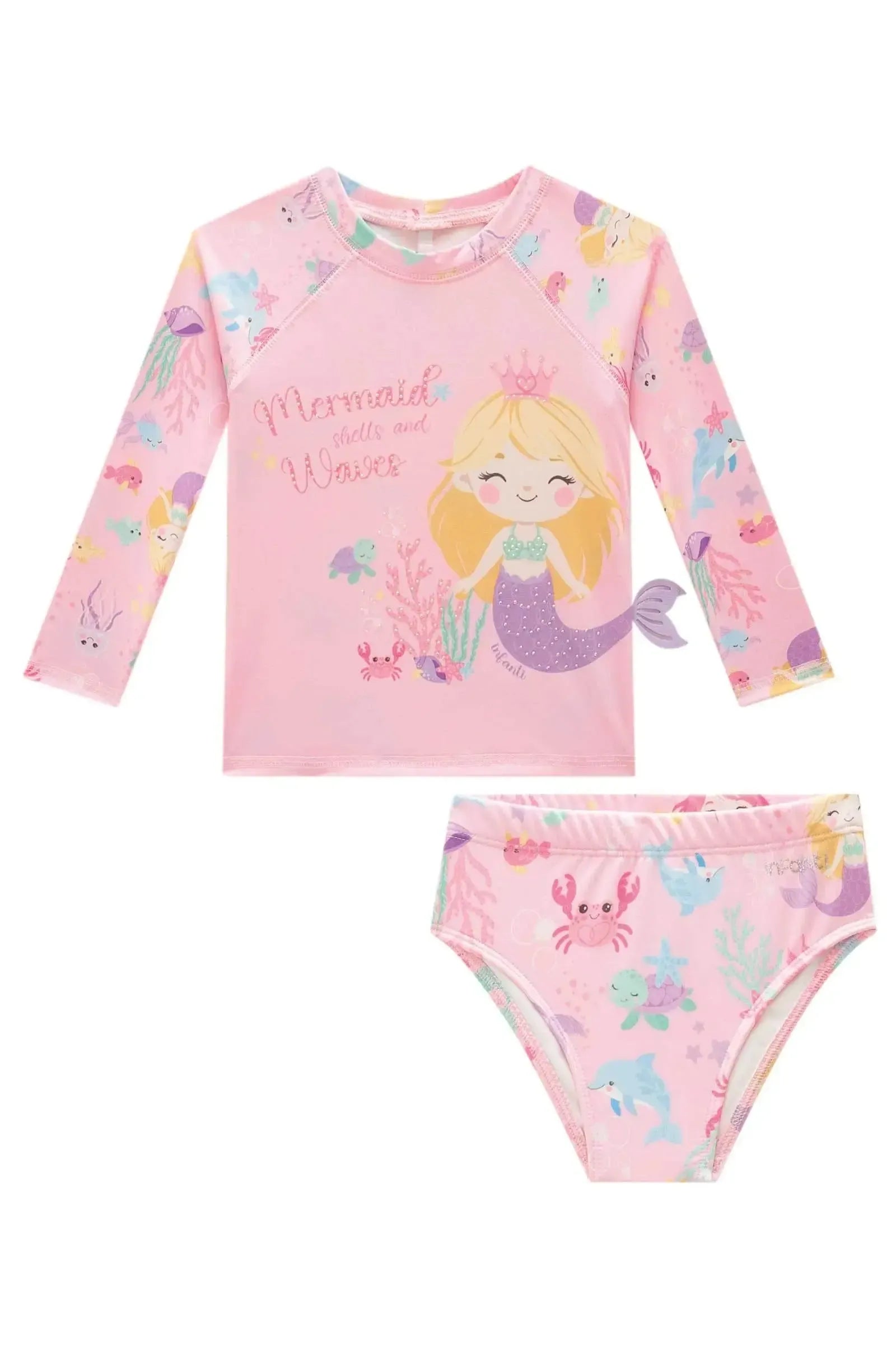 Conjunto de Blusa e Calcinha em Malha UV Dry com Proteção UV 50+ 95313 Infanti Infantil Menina