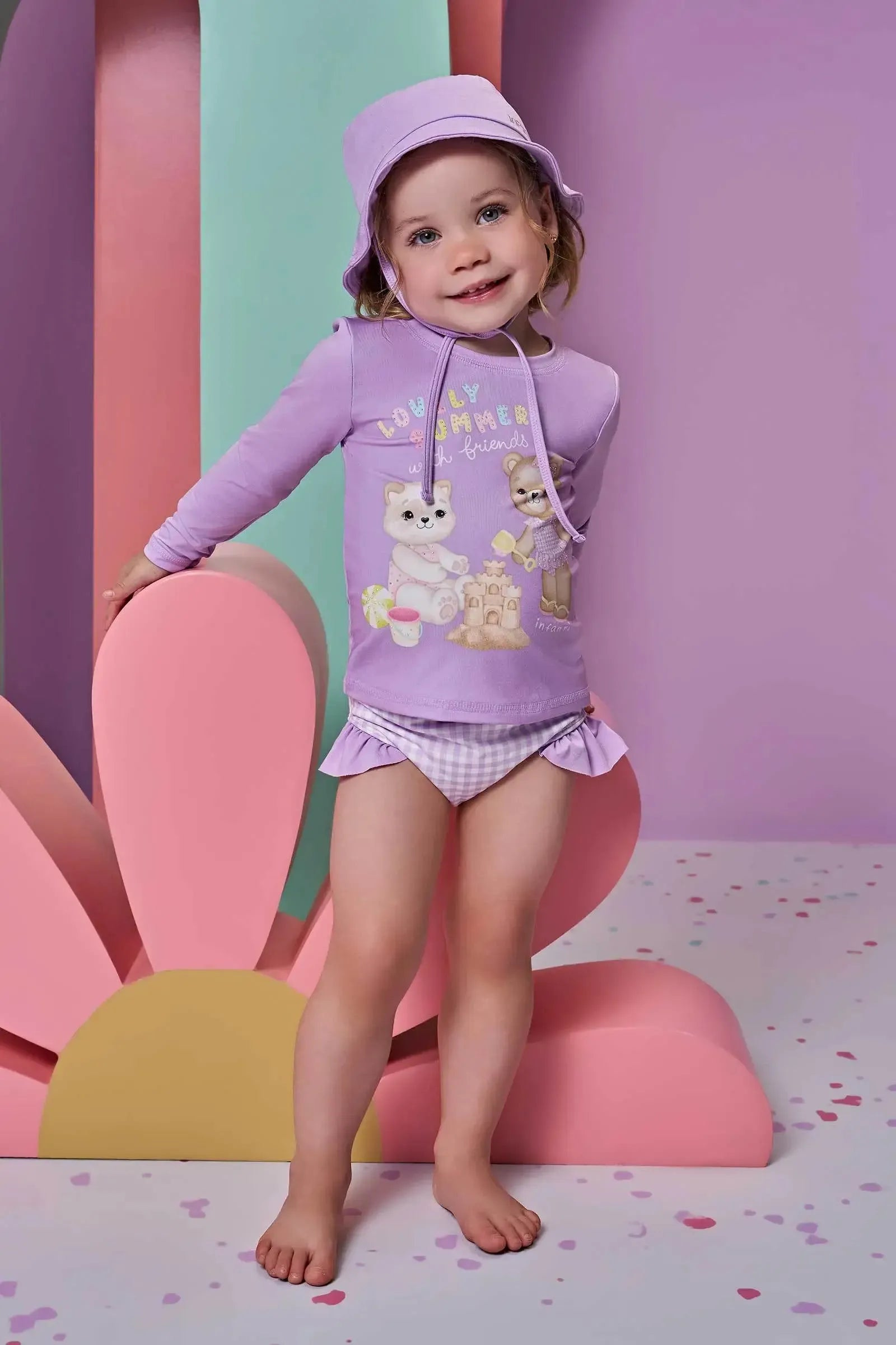 Conjunto de Blusa e Calcinha em Malha UV Dry com Proteção UV 50+ 95584 Infanti Infantil Menina