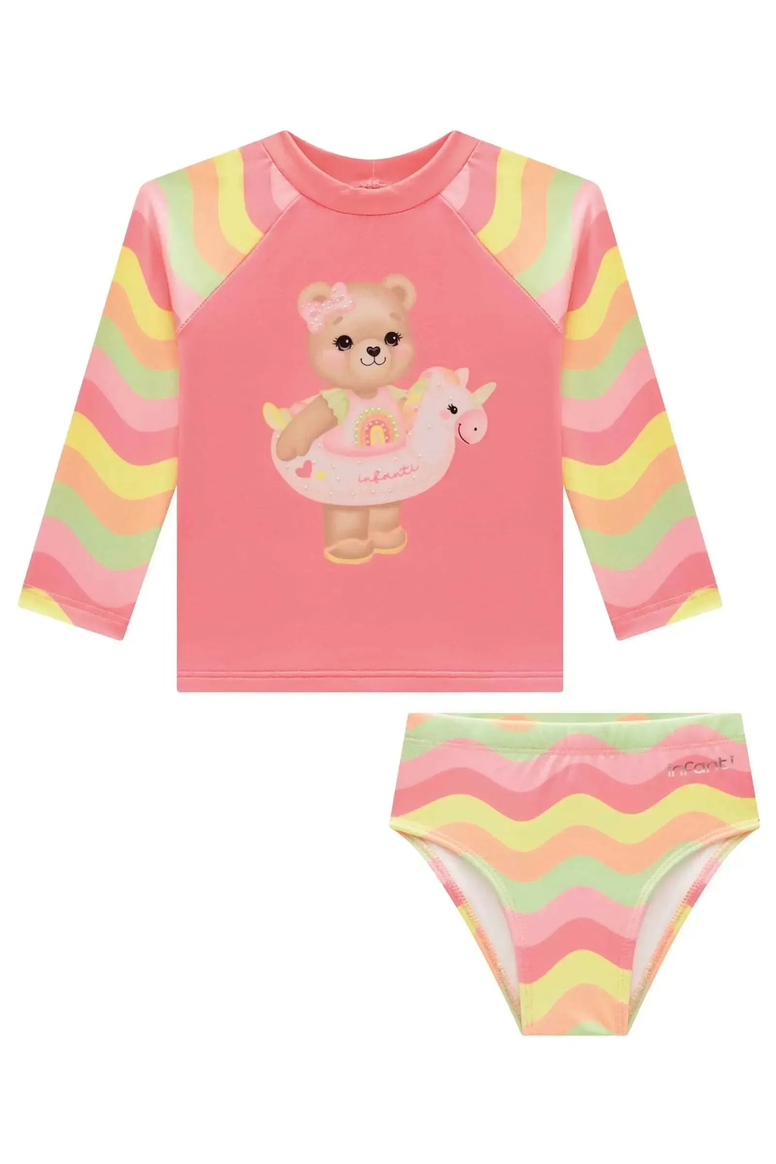 Conjunto de Blusa e Calcinha em Malha UV Dry com Proteção UV 50+ 95668 Infanti Bebê Menina