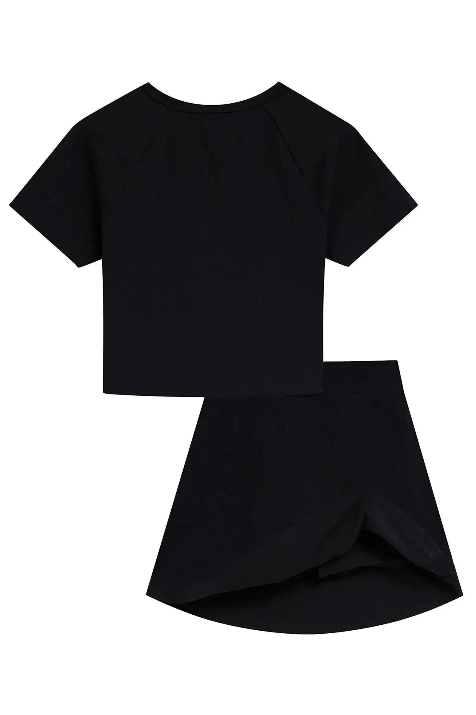 Conjunto de Blusa e Saia Esportiva em Poliamida (com Shorts Embutido) 96956 Kukiê Infantil Menina