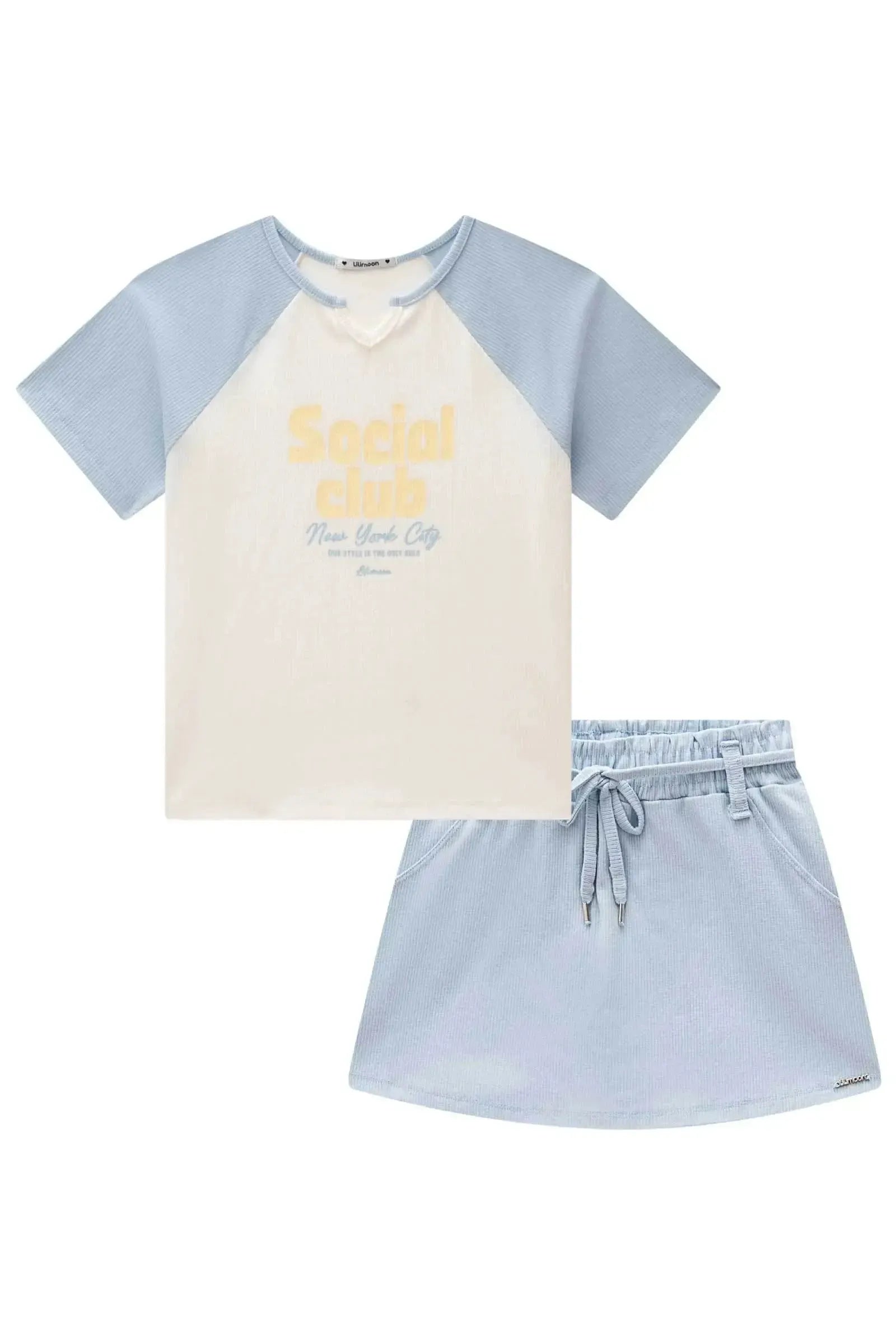 Conjunto de Blusa e Short Saia em Canelado Liz 98953 Lilimoon Teen Menina