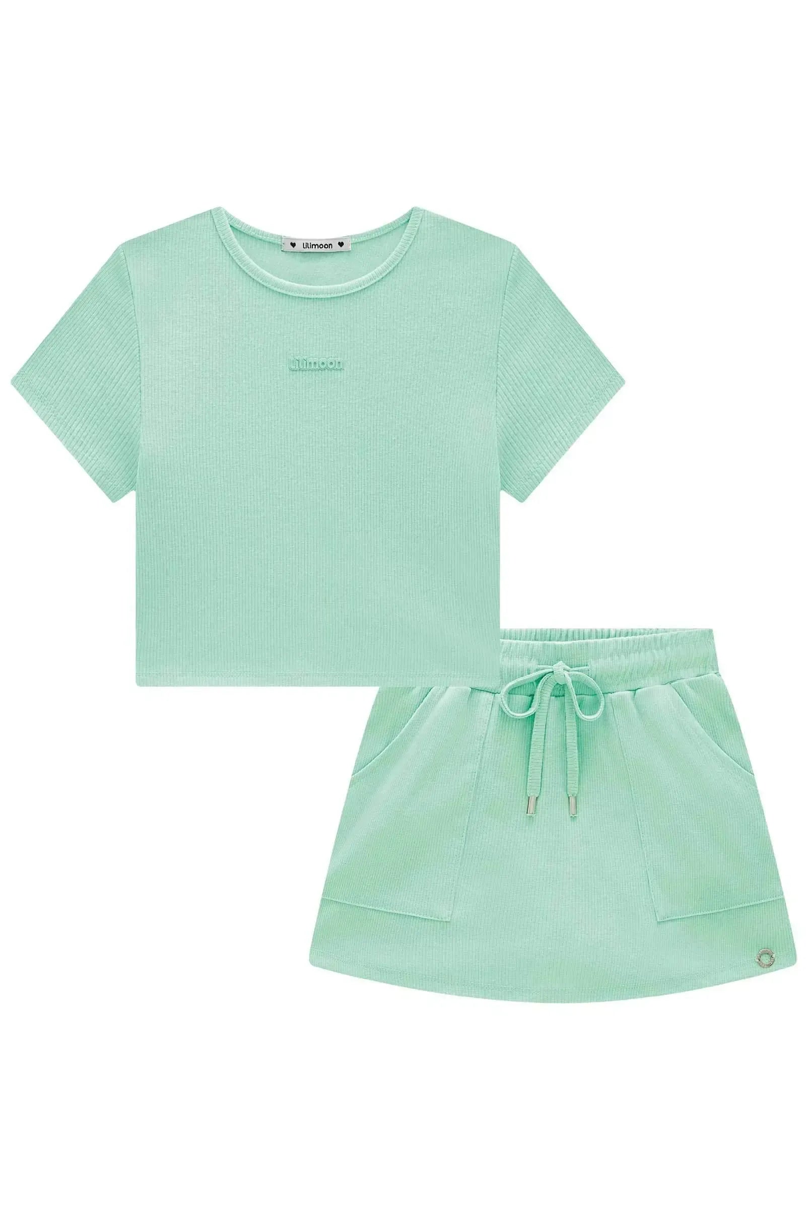 Conjunto de Blusa e Short Saia em Canelado Liz 98564 Lilimoon Teen Menina