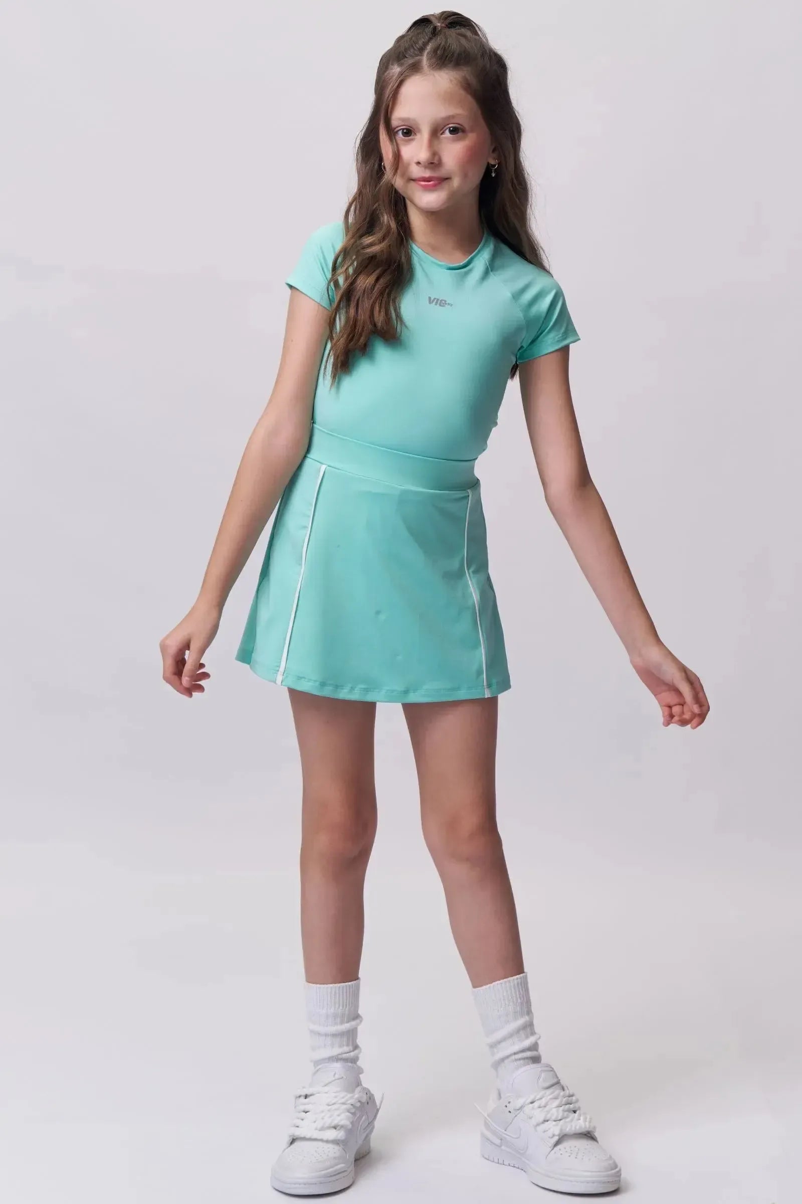 Conjunto de Blusa e Short Saia em Malha UV50 96532 Vic&Vicky Teen Menina