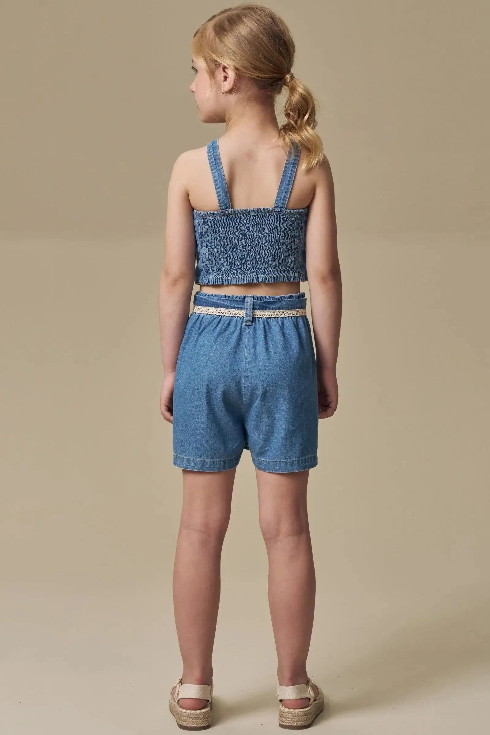 Conjunto de Blusa e Shorts em Jeans 97042 Infanti Infantil Menina