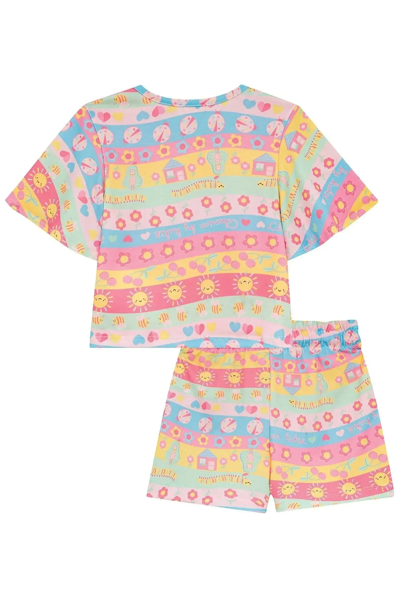 Conjunto de Blusa e Shorts em Malha Fresh 94610 Kukiê Infantil Menina