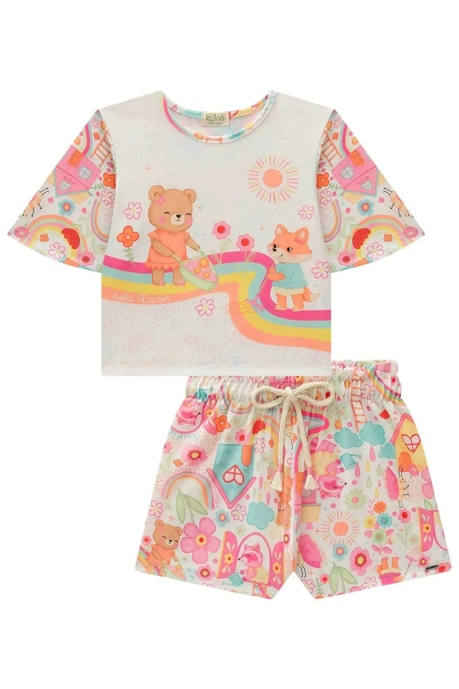 Conjunto de Blusa e Shorts em Malha Fresh 98017 Kukiê Infantil Menina