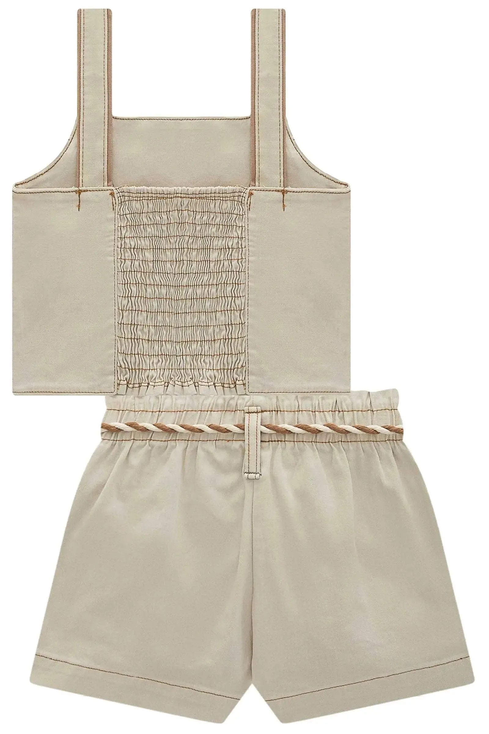 Conjunto de Blusa e Shorts em Sarja com Elastano 98067 Kukiê Infantil Menina