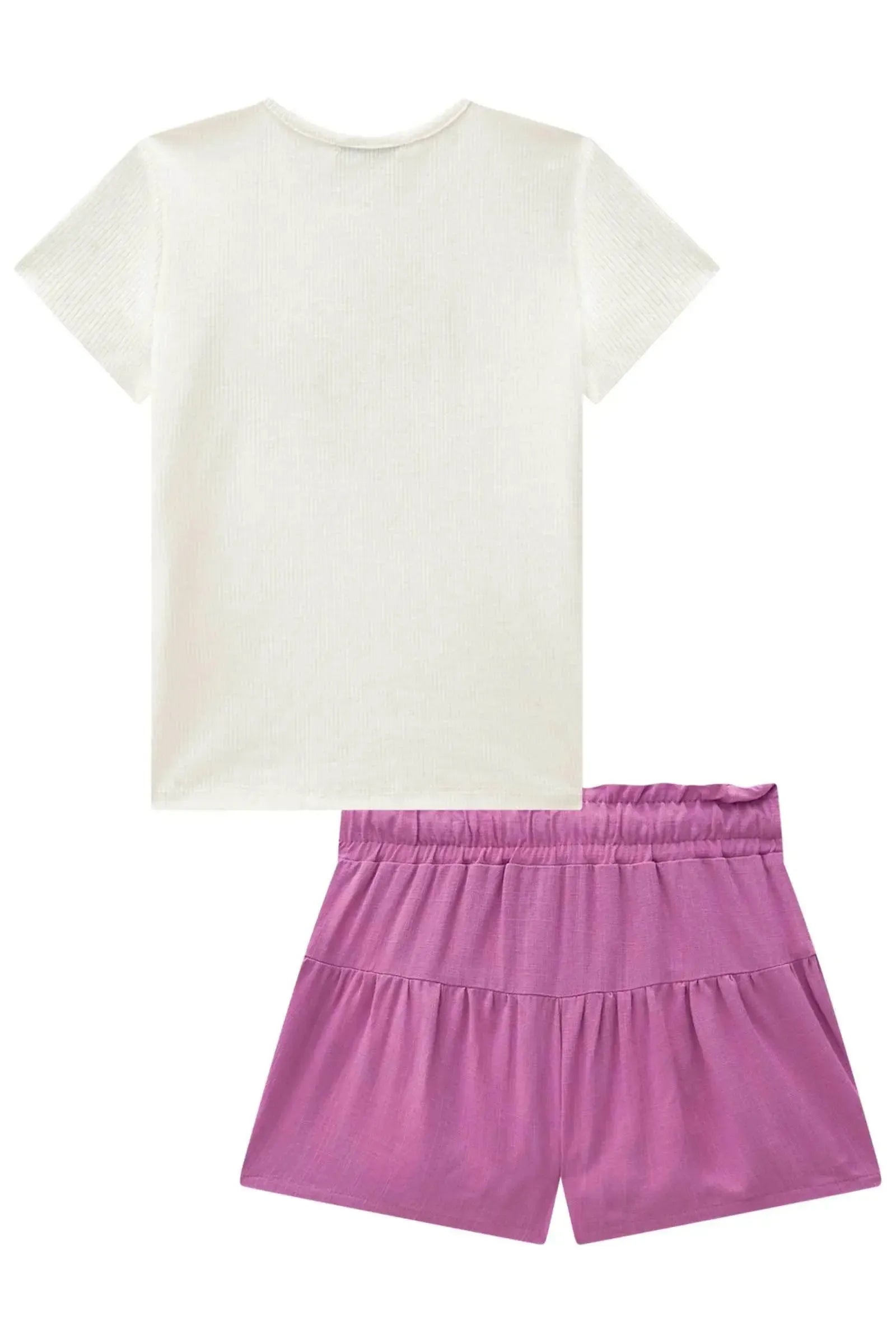 Conjunto de Blusa em Canelado e Saia em Laise. Com Shorts Embutido 85762 Infanti Infantil Menina