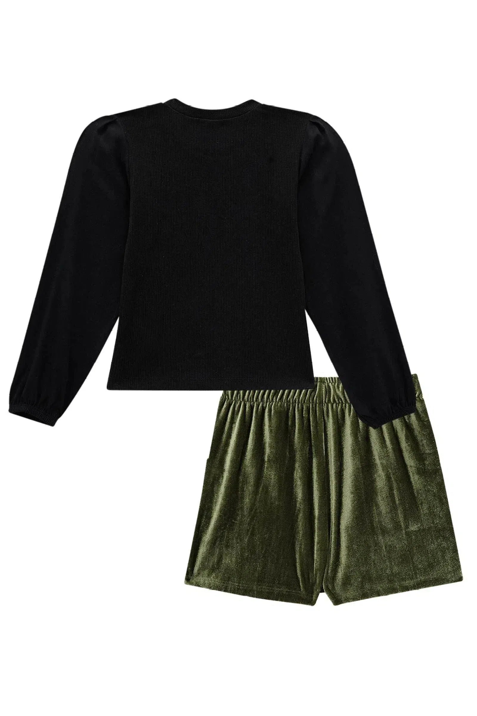 Conjunto de Blusa em Canelado e Viscose com Short Saia em Veludo Velvet 80896 Infanti Infantil Menina