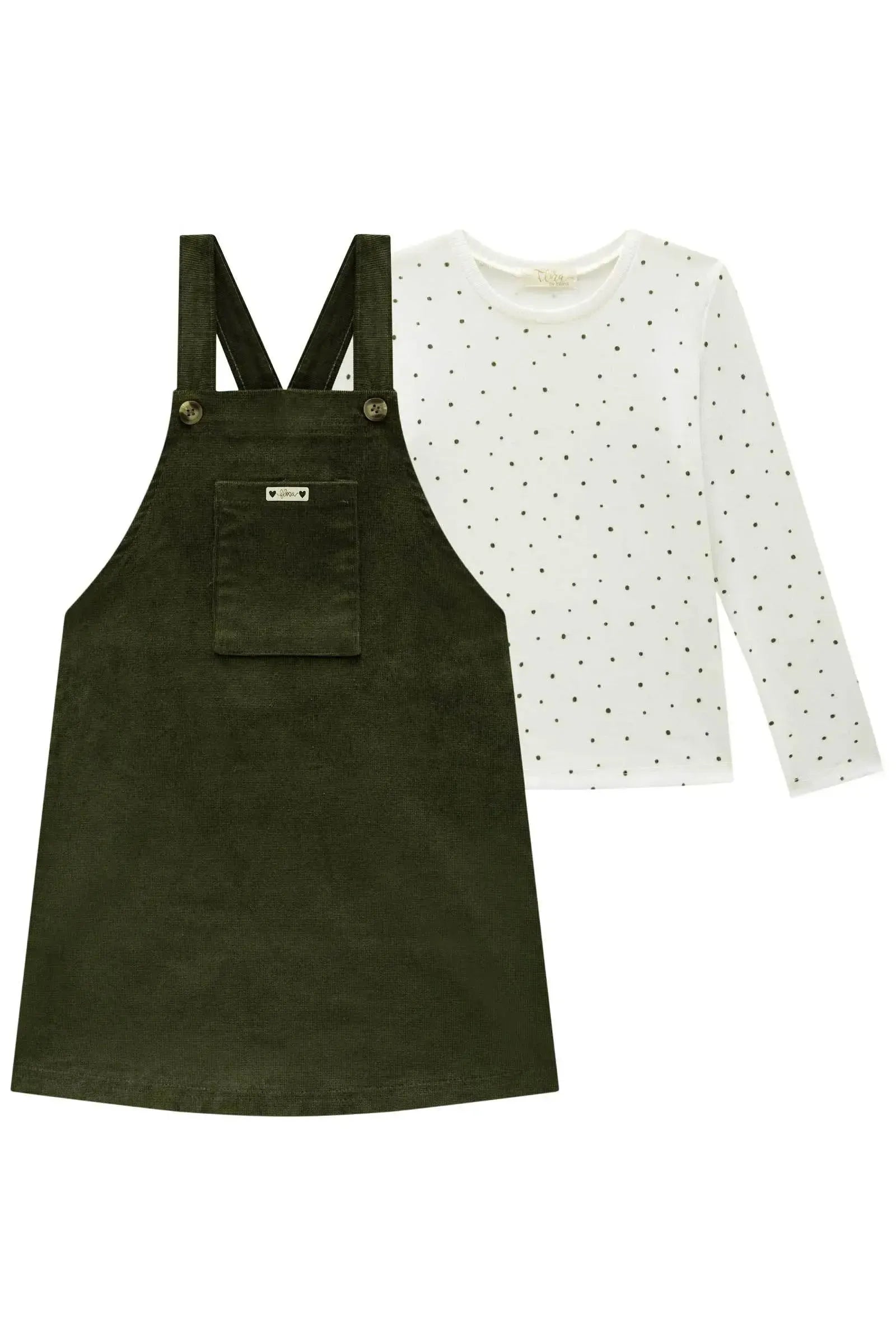 Conjunto de Blusa em Canelado Liz com Salopete em Veludo Cotelê 92407 Infanti Infantil Menina