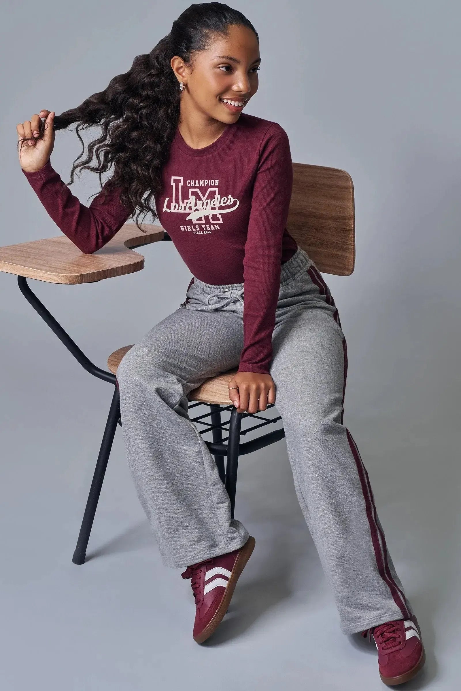 Conjunto de Blusa em Canelado Liz e Calça Wide Leg em Moletom sem Pelúcia 92198 Lilimoon Teen Menina