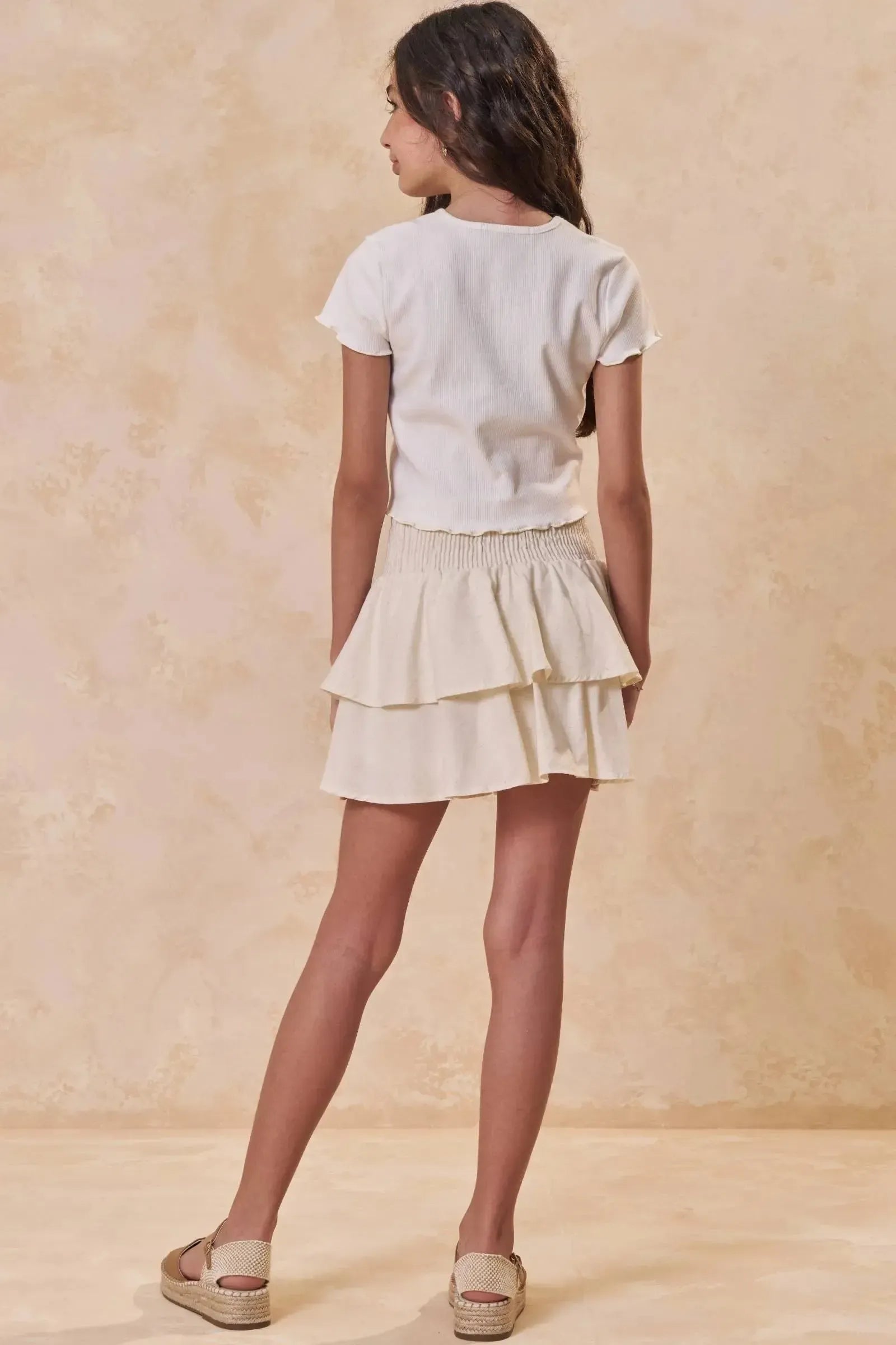 Conjunto de Blusa em Canelado Liz e Saia em Linho Deluxe com Shorts Embutido 95213 Lilimoon Teen Menina
