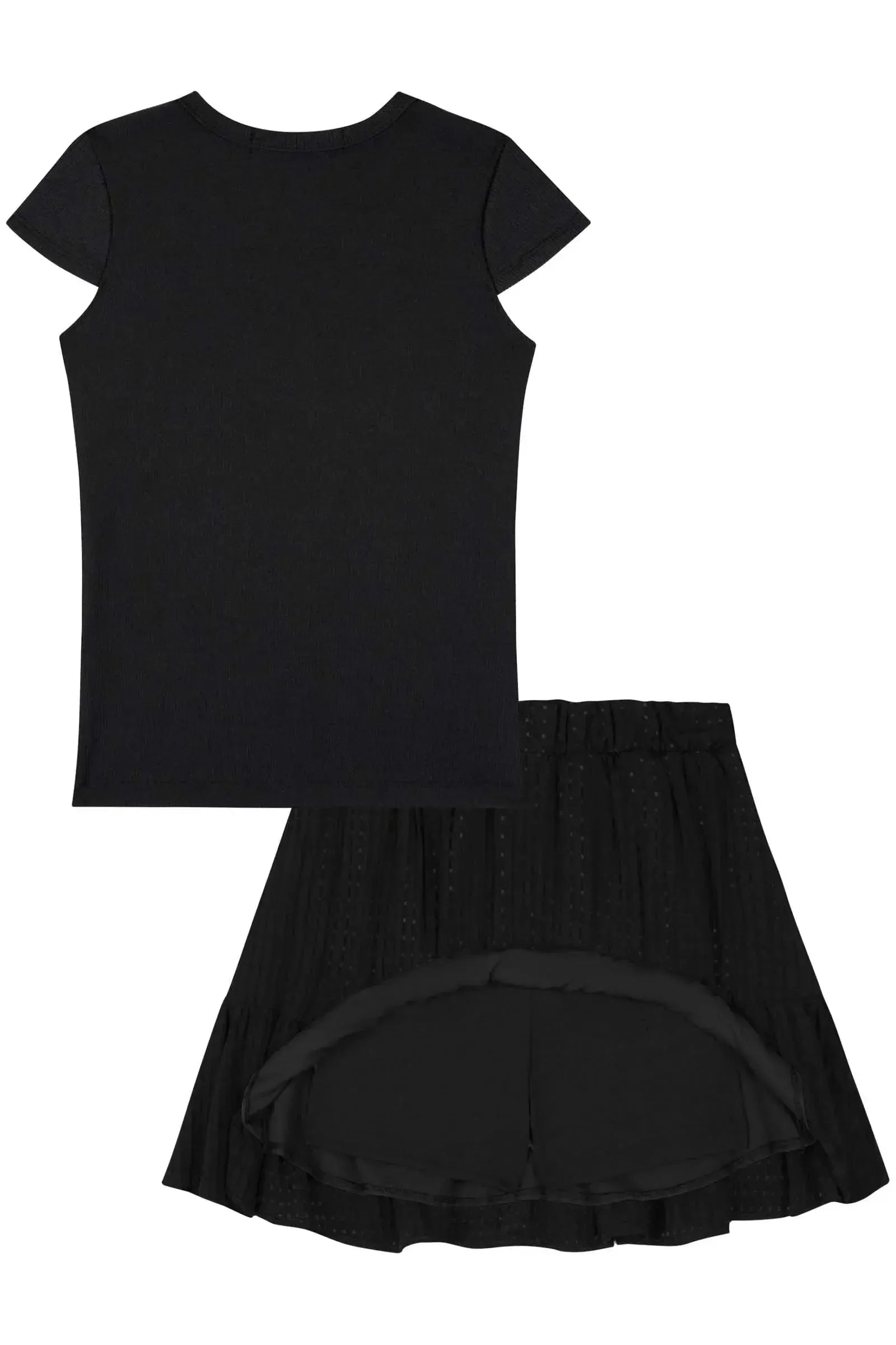 Conjunto de Blusa em Canelado Liz e Saia em Vichy Devorê (com Shorts Embutido) 83469 Kukiê Infantil Menina