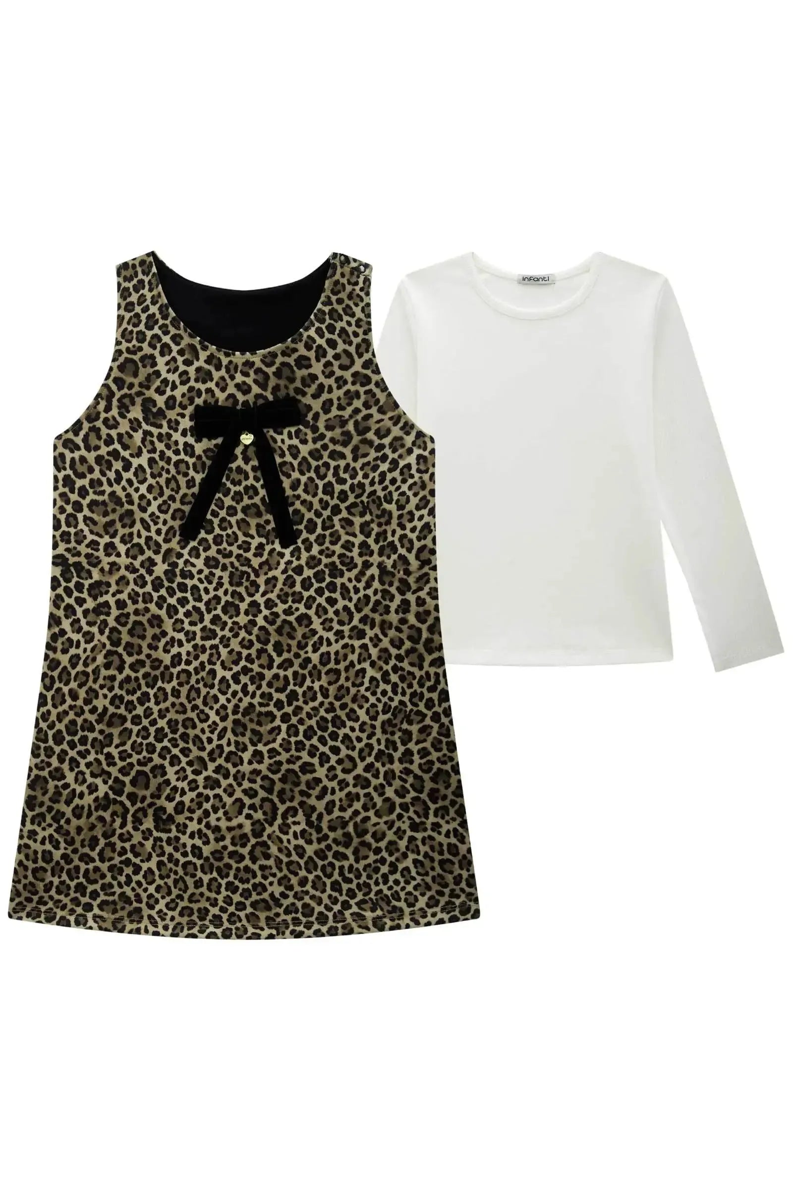 Conjunto de Blusa em Canelado Liz e Salopete em Fly Tech 89761 Infanti Infantil Menina