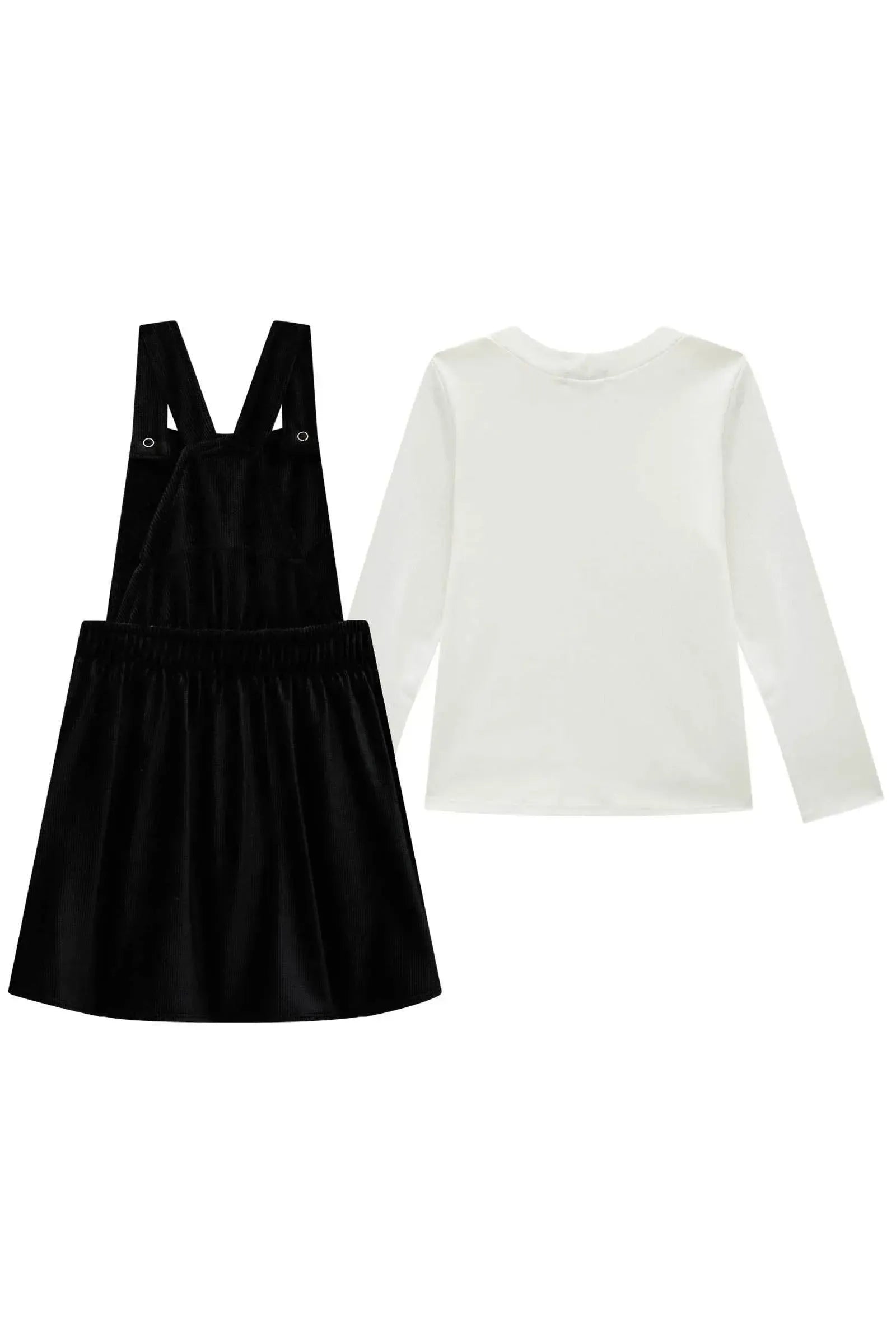 Conjunto de Blusa em Canelado Liz e Salopete em Malha Cotelê 90798 Infanti Infantil Menina