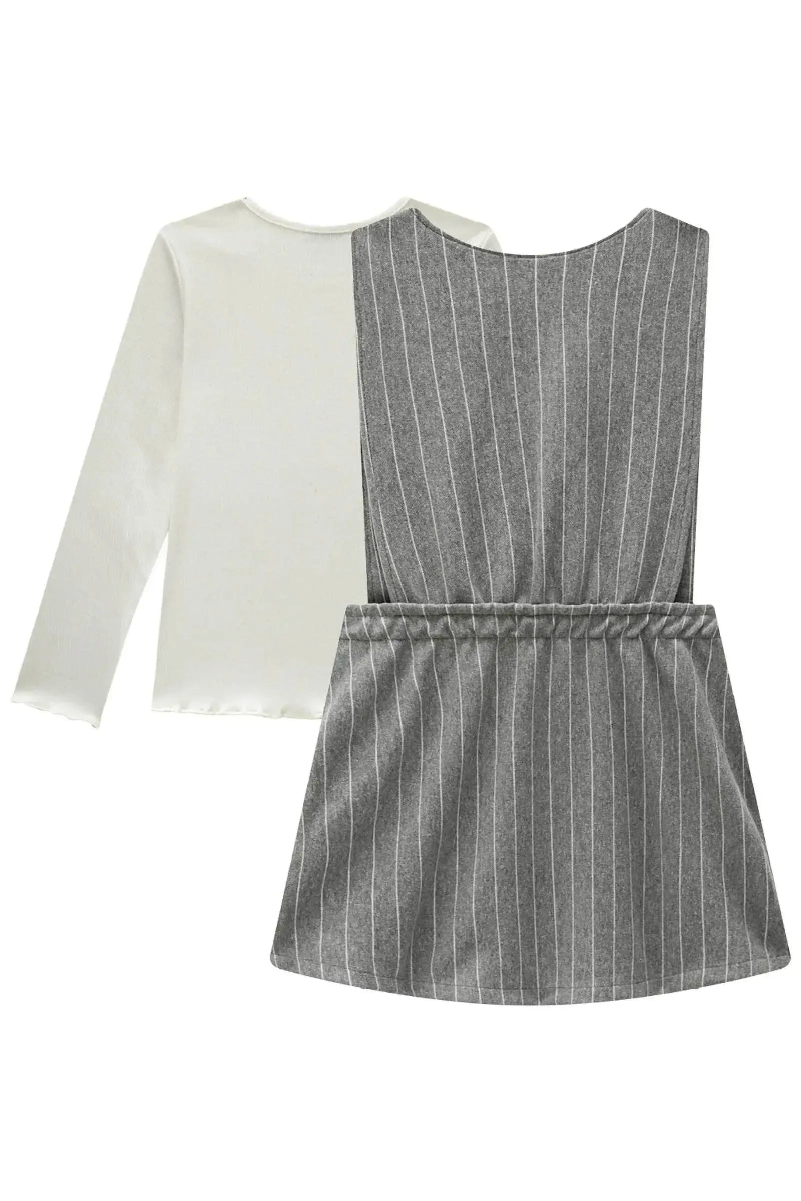 Conjunto de Blusa em Canelado Liz e Salopete em Malhão Listrado 90335 Infanti Infantil Menina