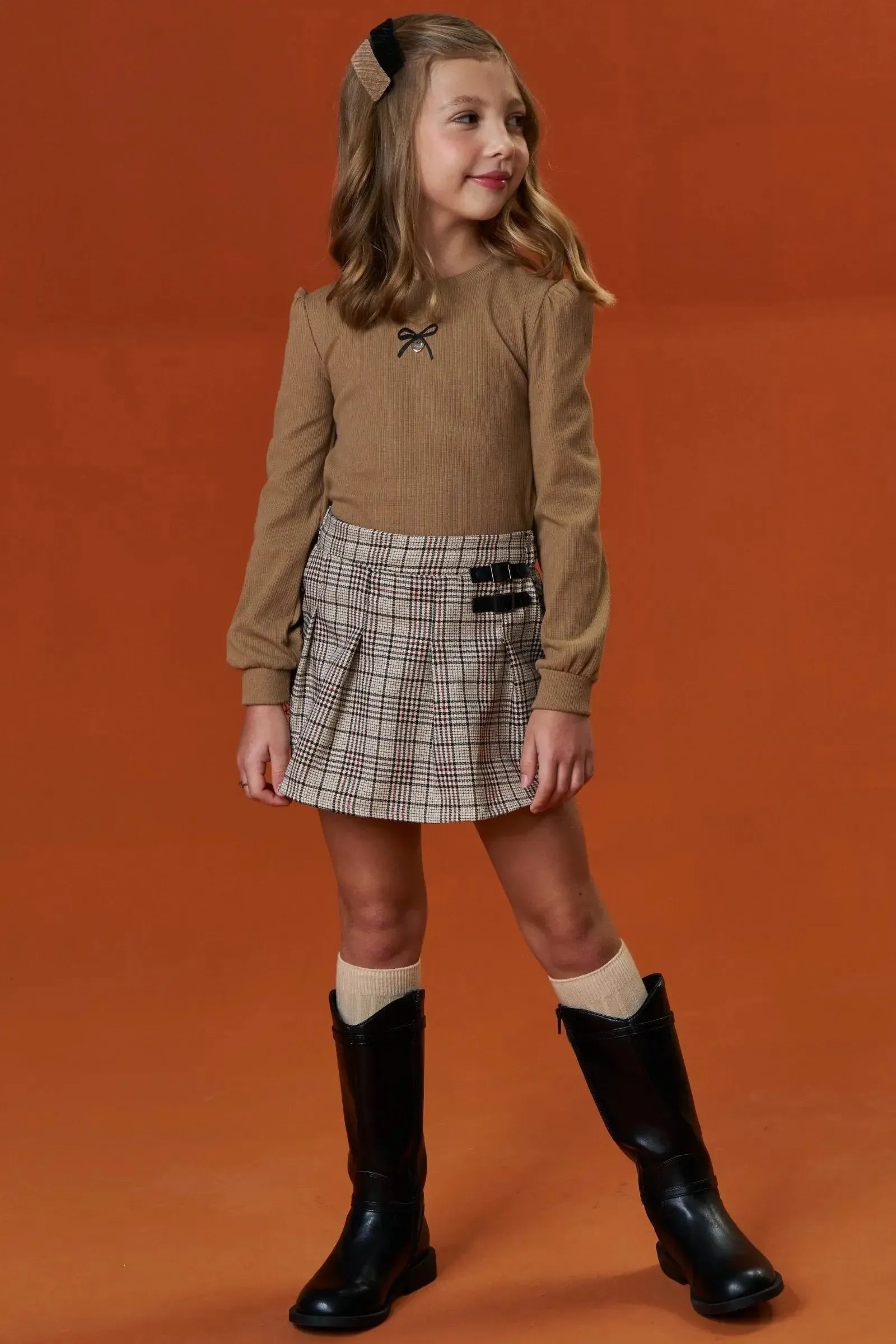 Conjunto de Blusa em Canelado Liz e Short Saia em Alfaiataria 90351 Infanti Infantil Menina