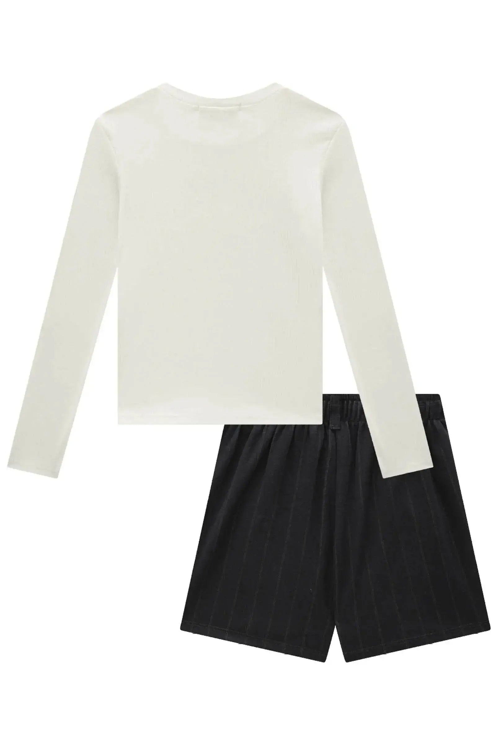 Conjunto de Blusa em Canelado Liz e Short Saia em Malha Able Black 91799 Lilimoon Teen Menina