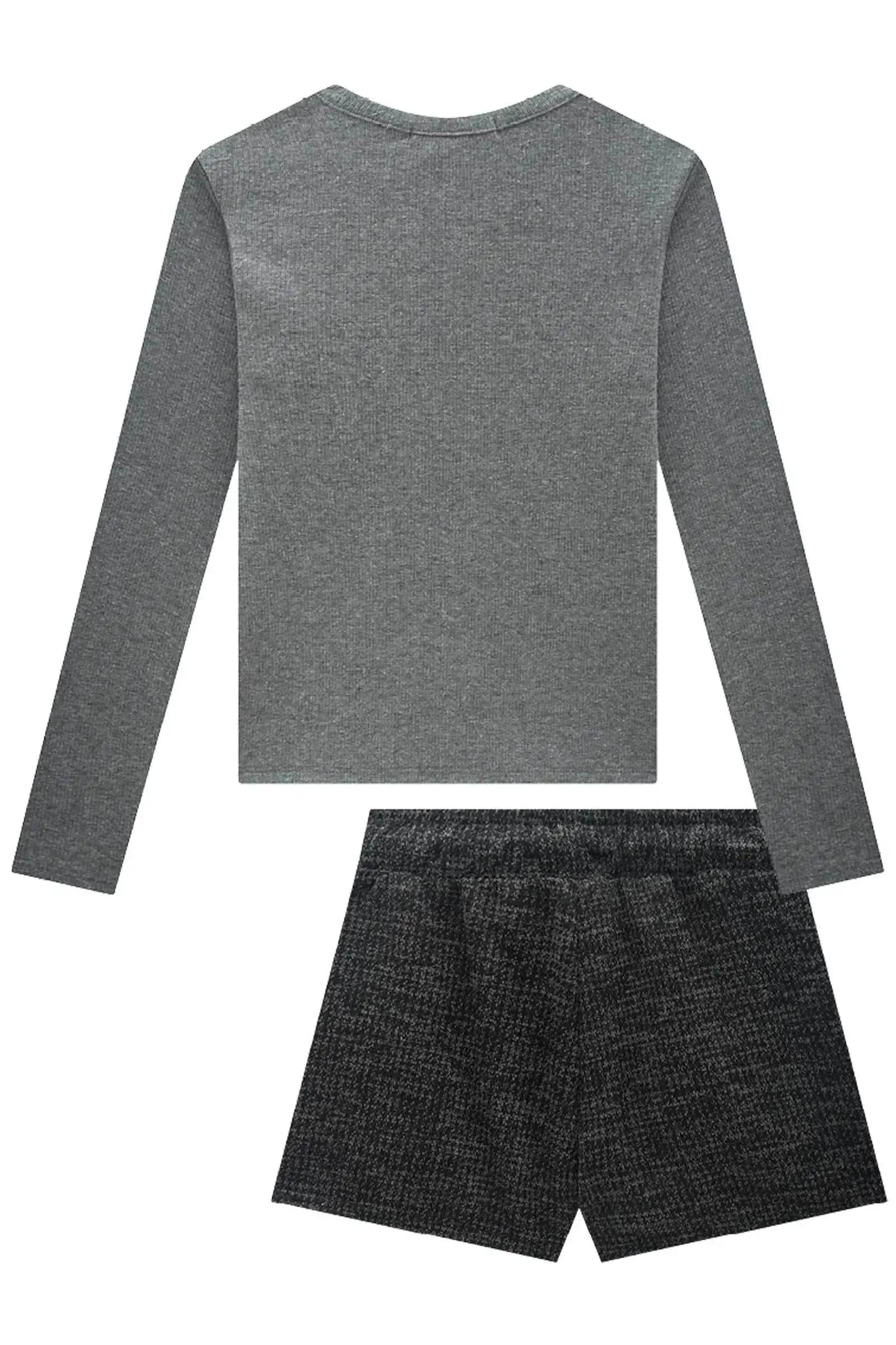 Conjunto de Blusa em Canelado Liz e Shorts em Malha Tweed Drika 91769 Lilimoon Teen Menina