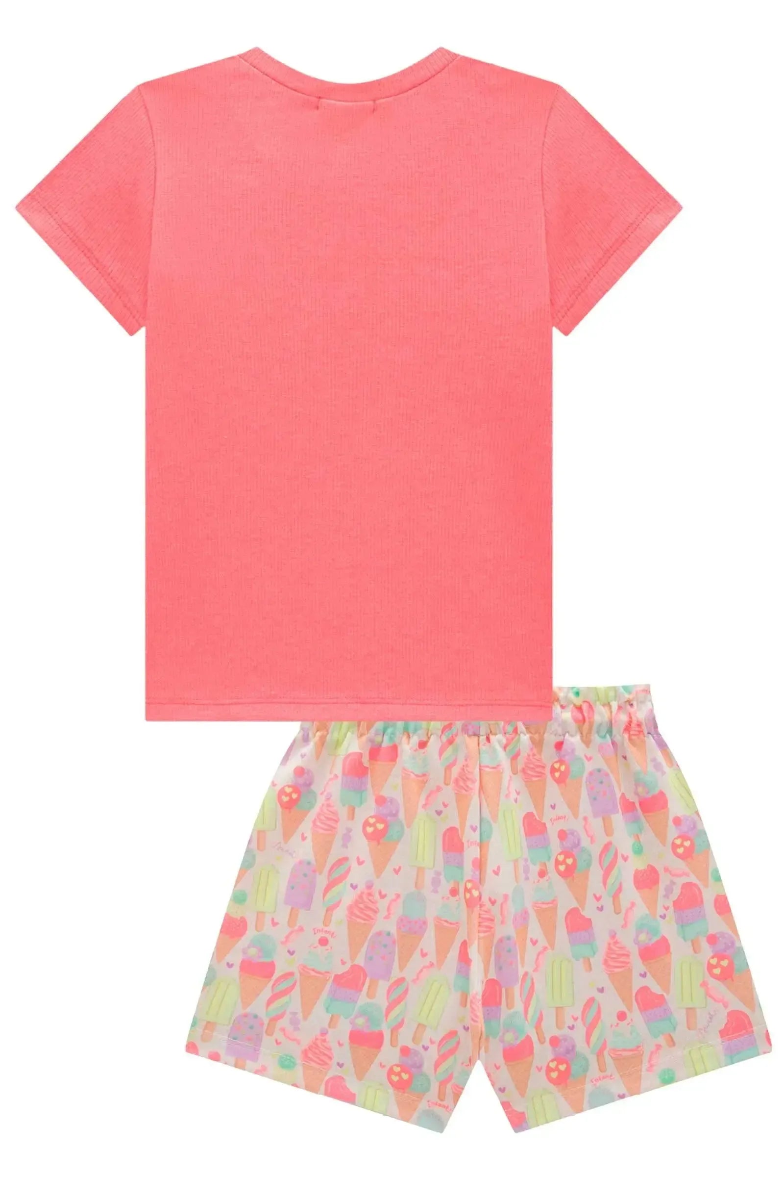 Conjunto de Blusa em Canelado Liz e Shorts em Molecotton 98376 Infanti Infantil Menina