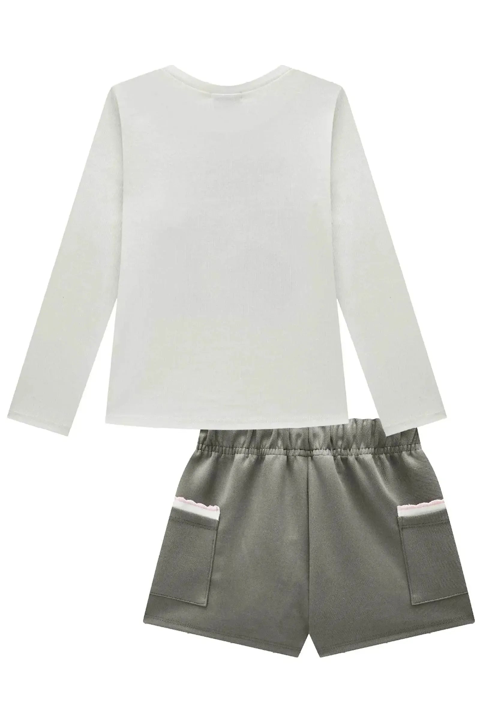 Conjunto de Blusa em Canelado Liz e Shorts em Suede Twill 92595 Infanti Infantil Menina