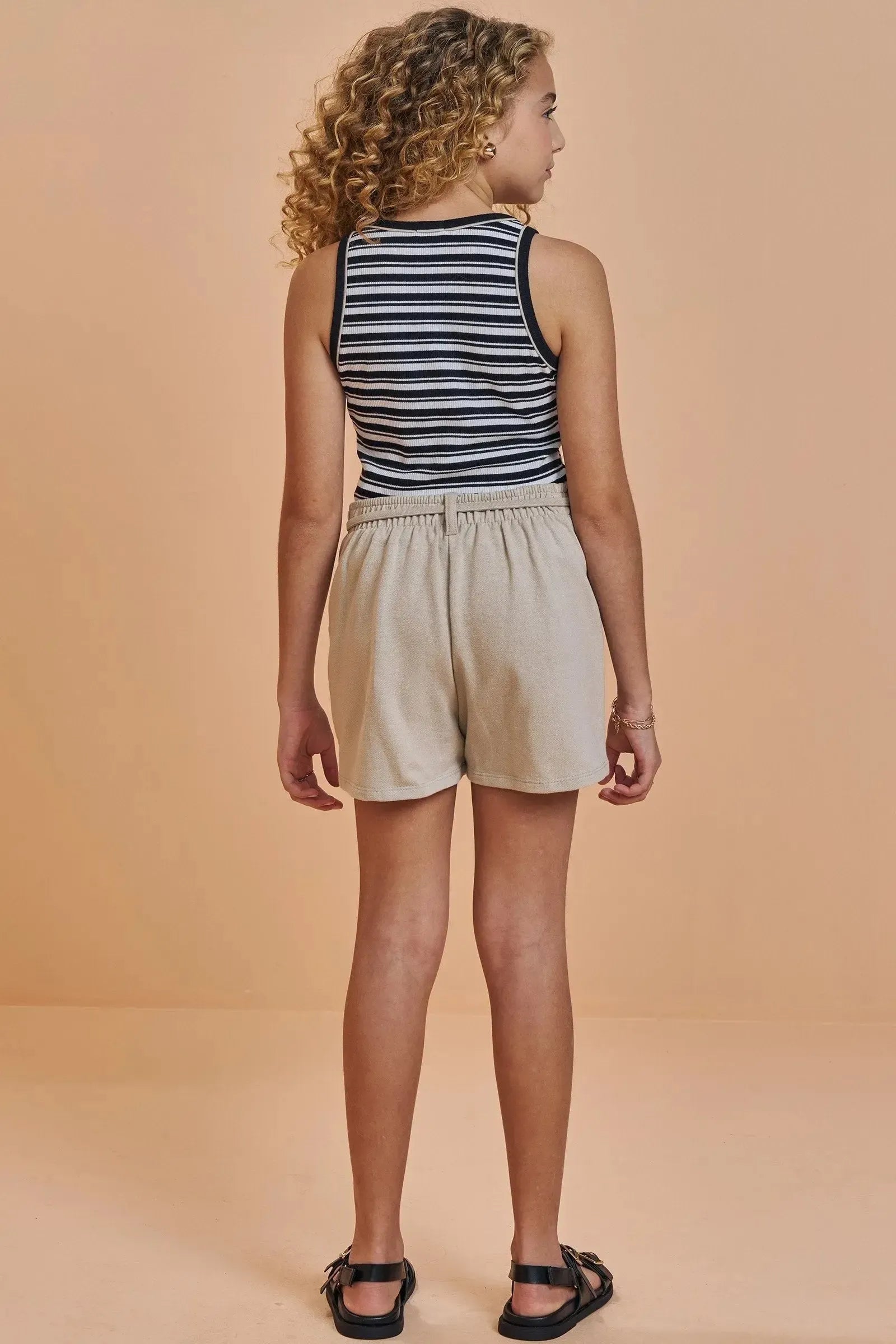 Conjunto de Blusa em Canelado Luna de Viscose e Shorts em Moletwill 92720 Vic&Vicky Teen Menina