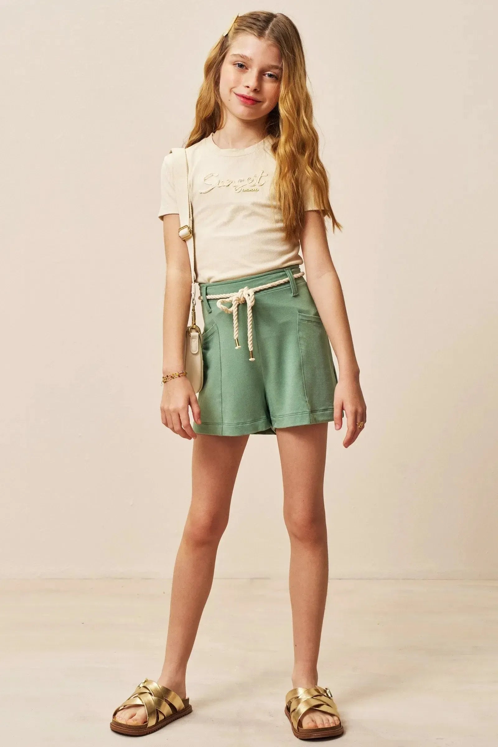 Conjunto de Blusa em Canelado Luna de Viscose e Shorts em Molevisco 96896 Vic&Vicky Teen Menina