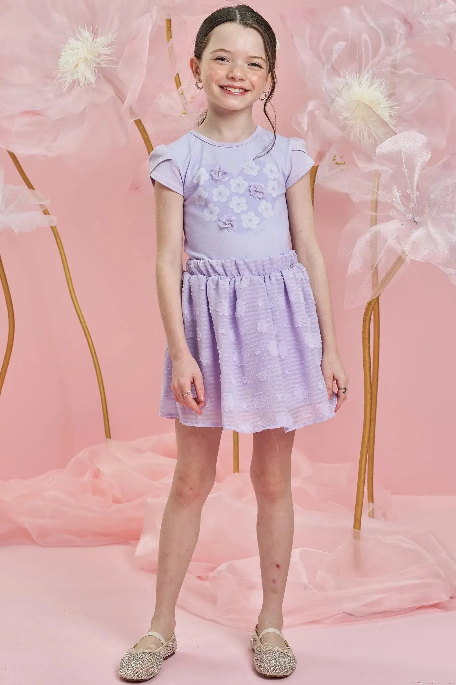 Conjunto de Blusa em Cotton e Saia em Chiffon Flores. Com Shorts Embutido 84337 Infanti Infantil Menina