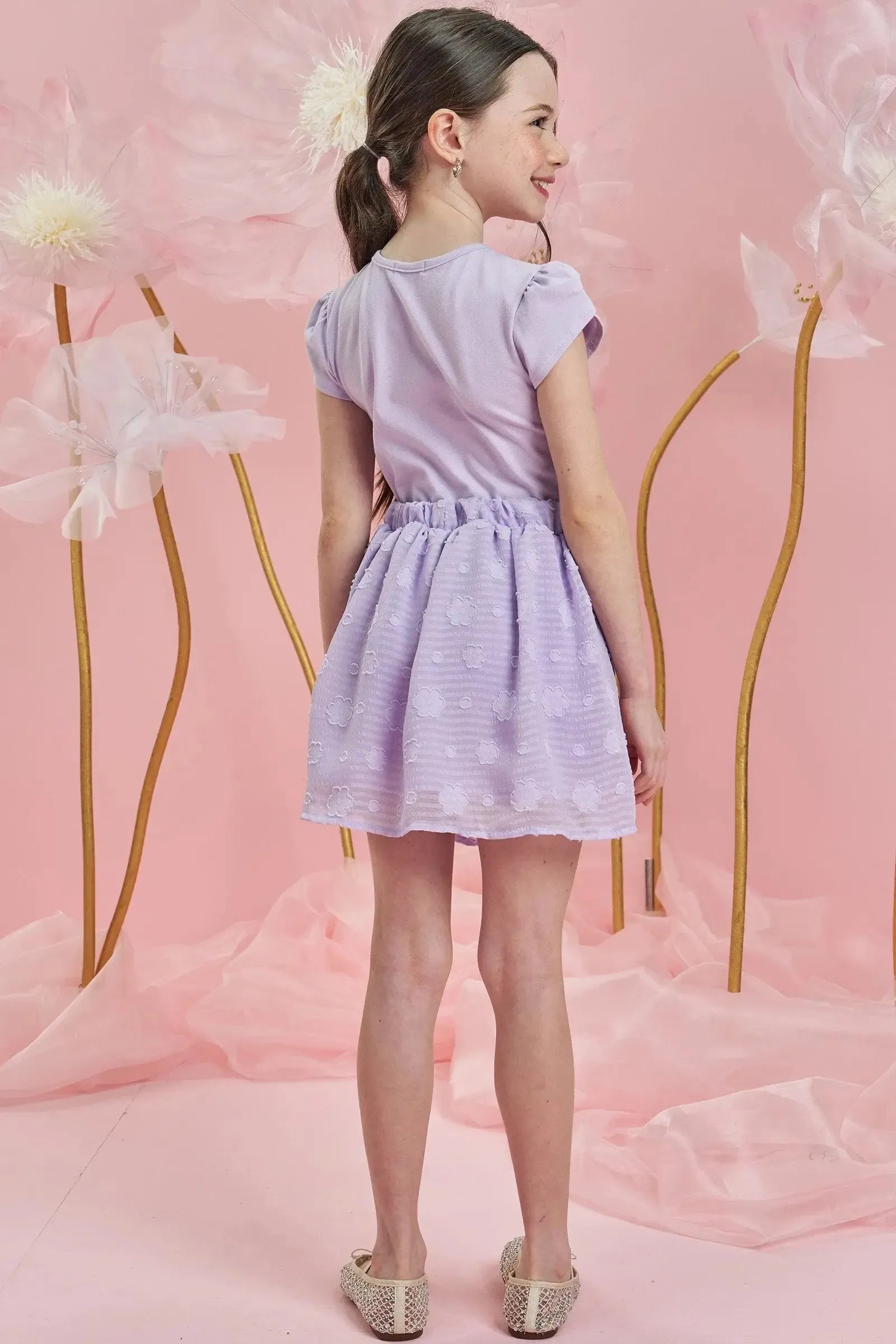 Conjunto de Blusa em Cotton e Saia em Chiffon Flores. Com Shorts Embutido 84337 Infanti Infantil Menina