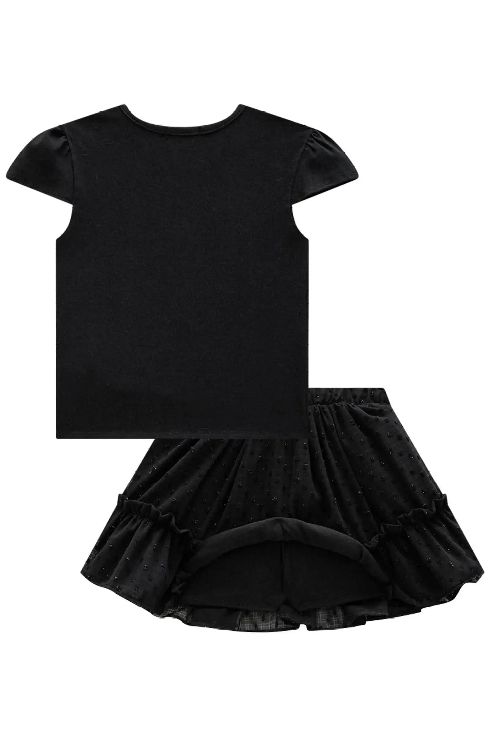Conjunto de Blusa em Cotton e Saia em Chiffon Shine. Com Shorts Embutido 85569 Infanti Infantil Menina