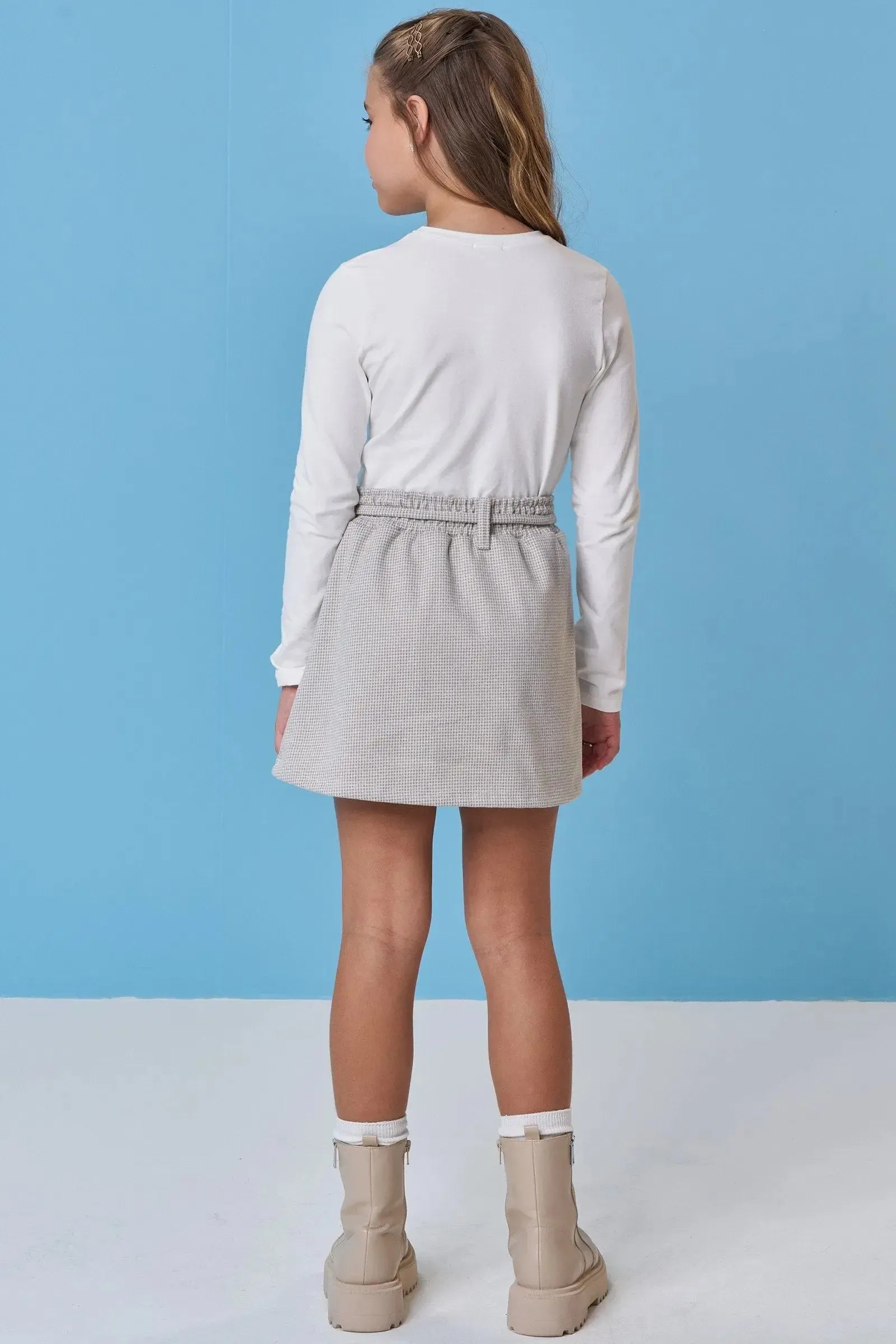 Conjunto de Blusa em Cotton e Saia em Flanela Versalhes com Shorts Embutido 91969 Vic&Vicky Teen Menina