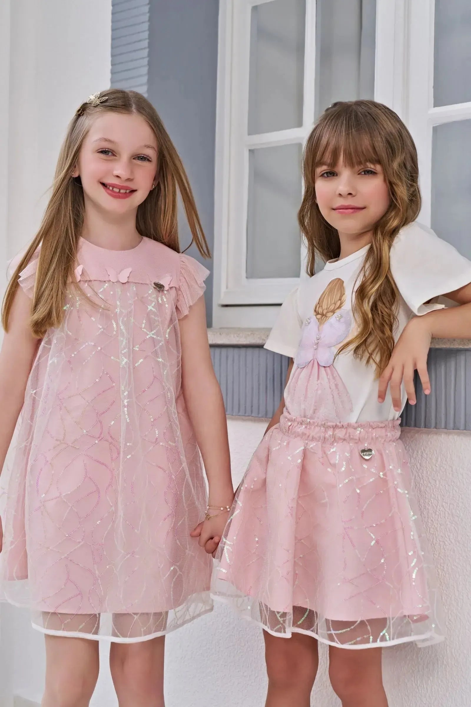 Conjunto de Blusa em Cotton e Saia em Tule Paetê. Com Shorts Embutido 95863 Infanti Infantil Menina