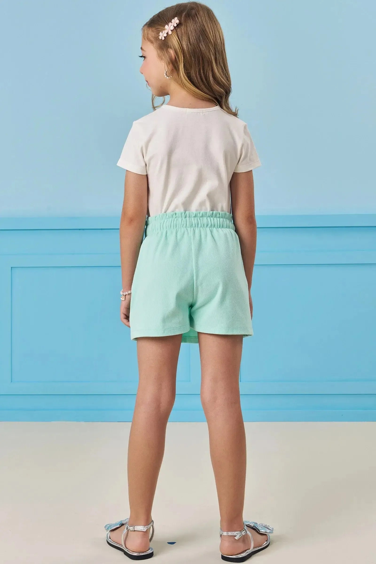 Conjunto de Blusa em Cotton e Short Saia em Canelado Liz 84341 Infanti Infantil Menina