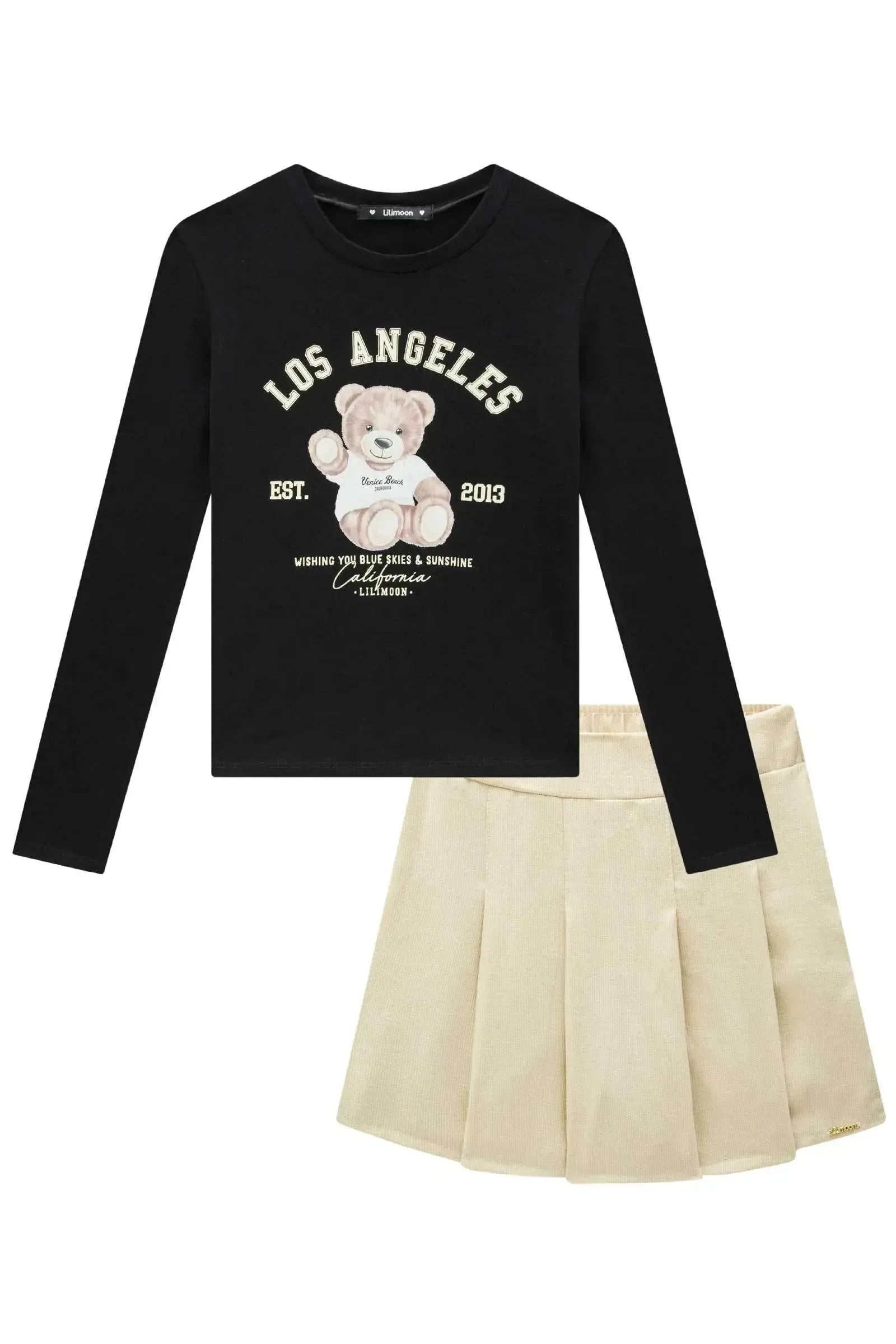 Conjunto de Blusa em Cotton e Short Saia em Cotelê Oslo 93413 Lilimoon Teen Menina