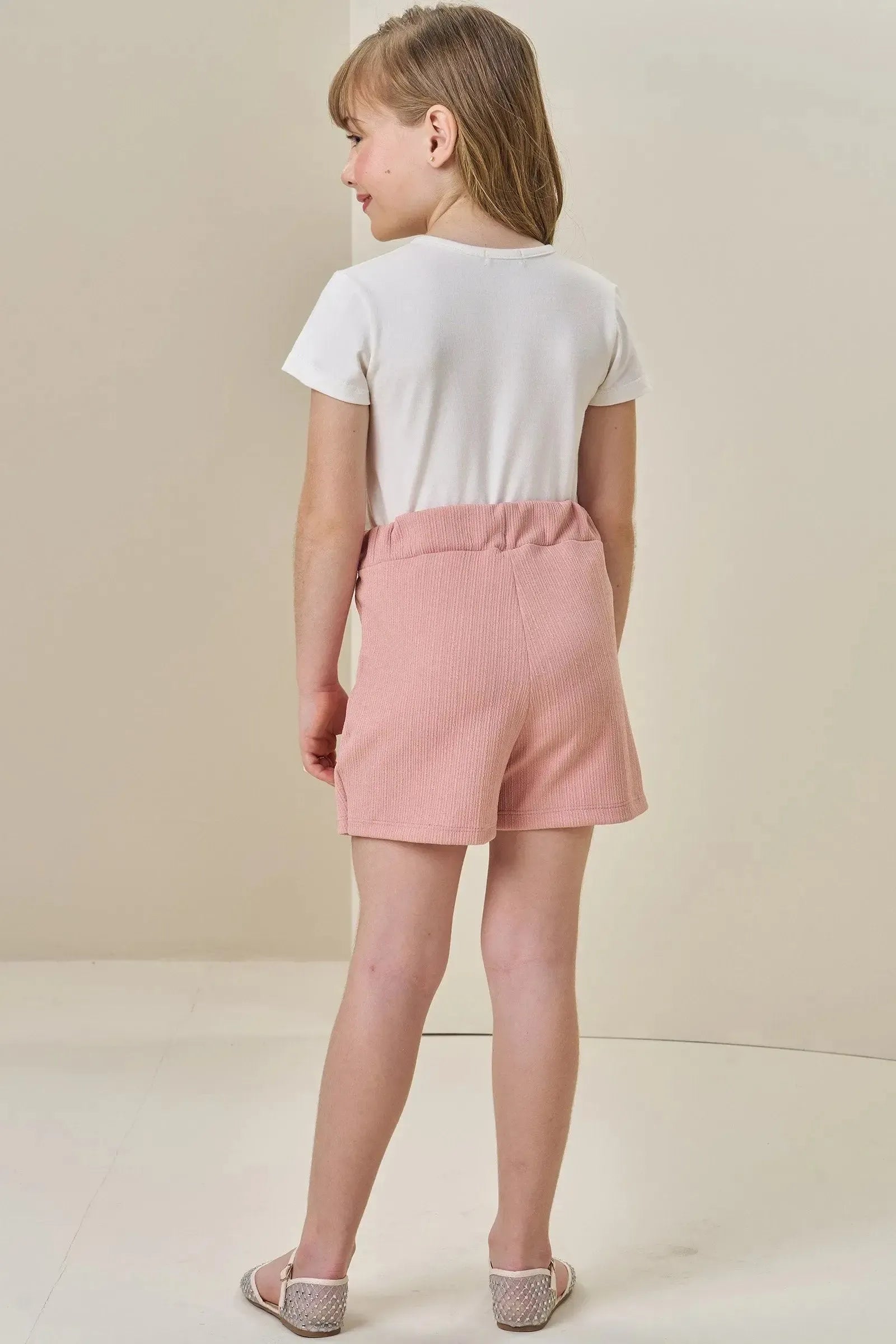 Conjunto de Blusa em Cotton e Short Saia em Malha Jacquard 85294 Infanti Infantil Menina