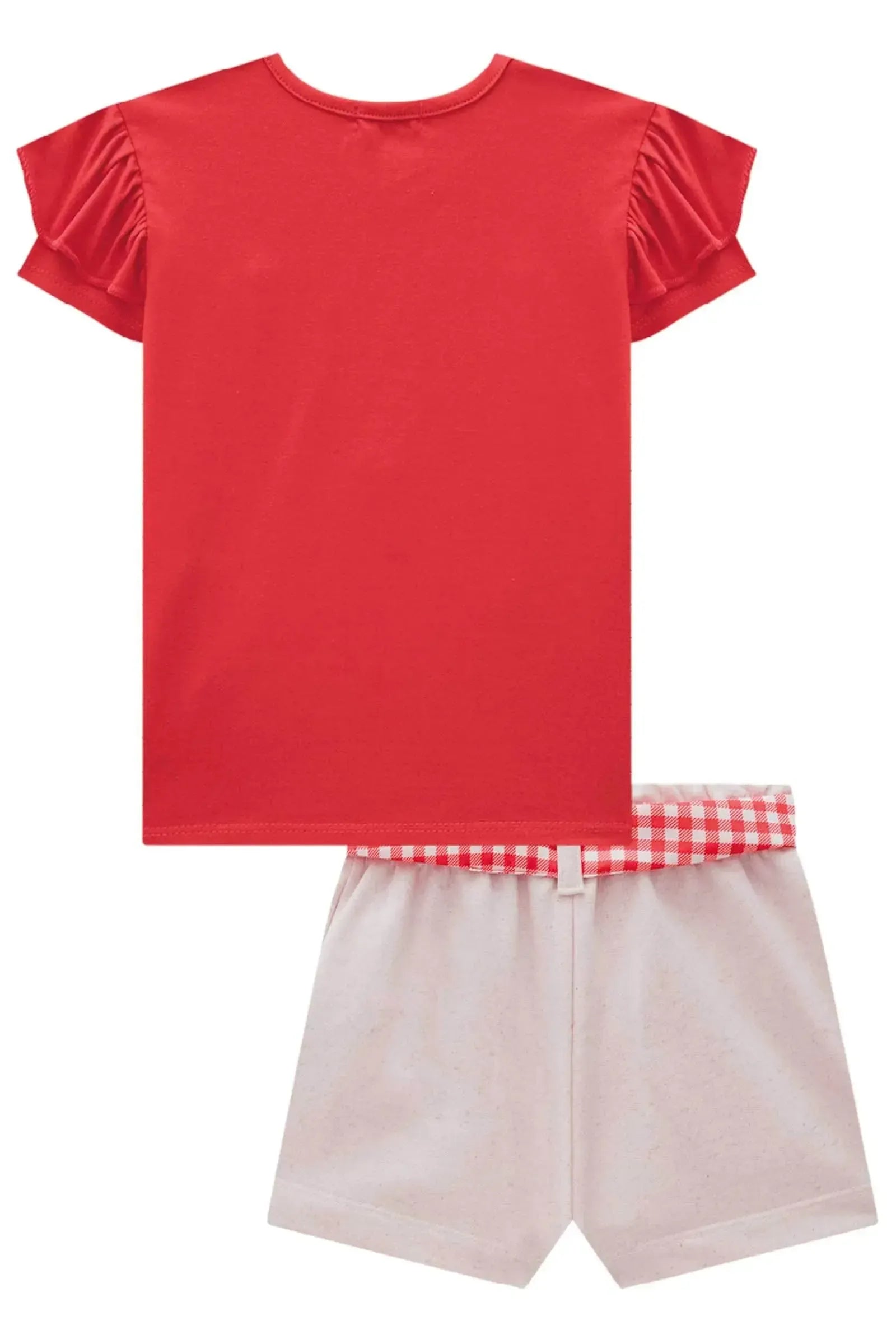 Conjunto de Blusa em Cotton e Short Saia em Moletom sem Pelúcia 84347 Infanti Infantil Menina