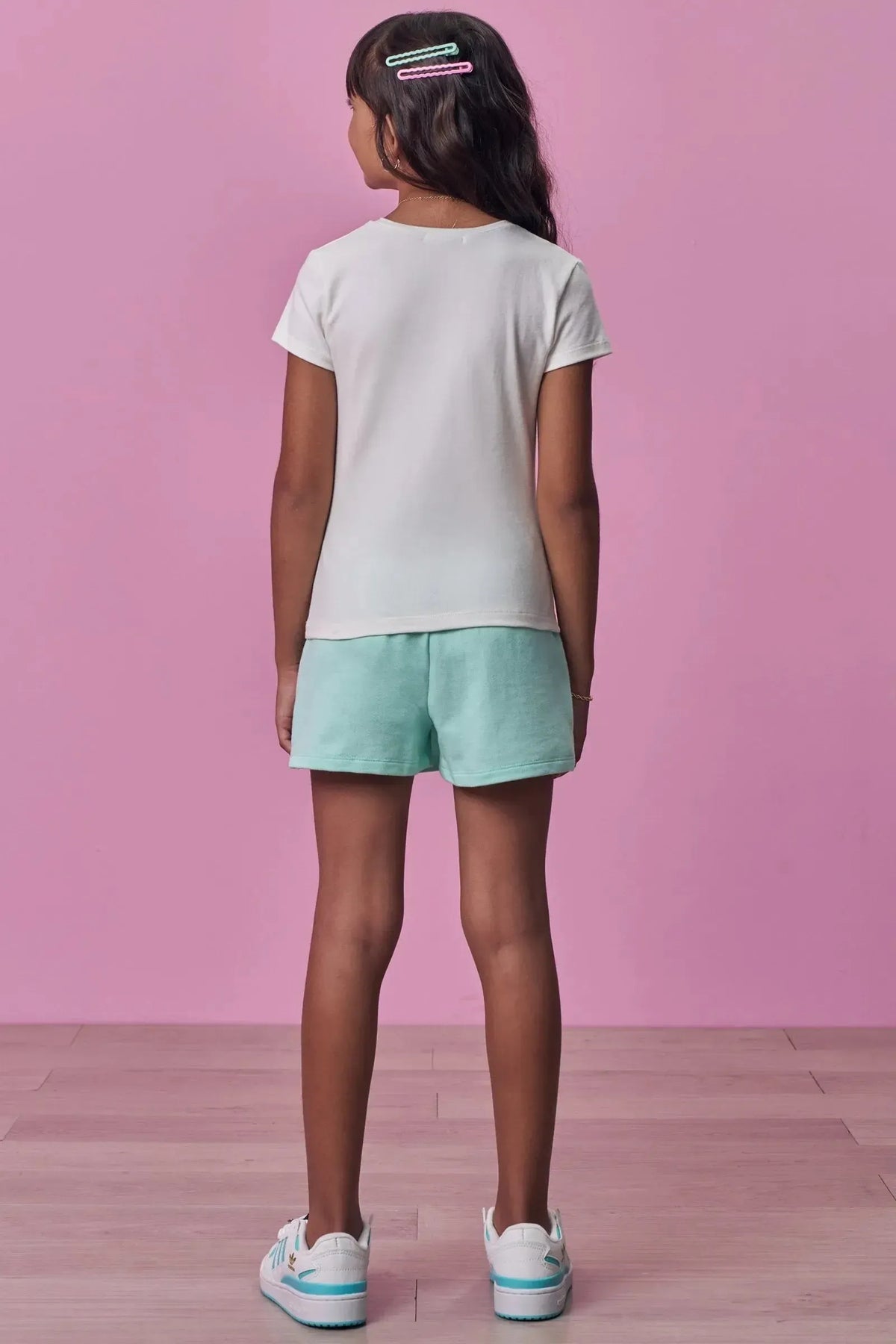 Conjunto de Blusa em Cotton e Short Saia em Moletom sem Pelúcia 98260 Vic Teen Menina