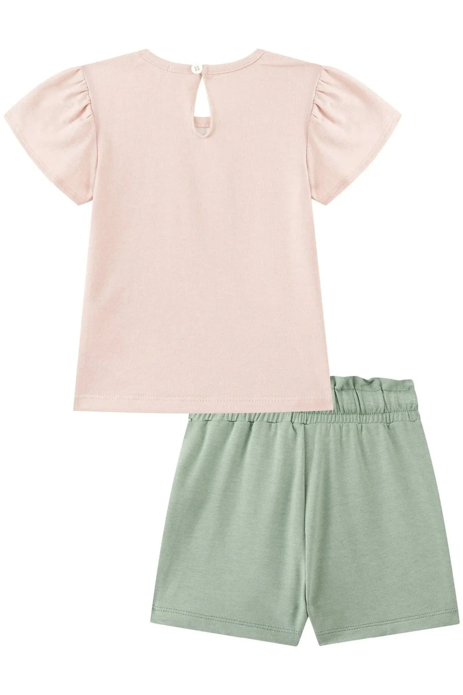 Conjunto de Blusa em Cotton e Short Saia em Molevisco 93020 Kukiê Infantil Menina