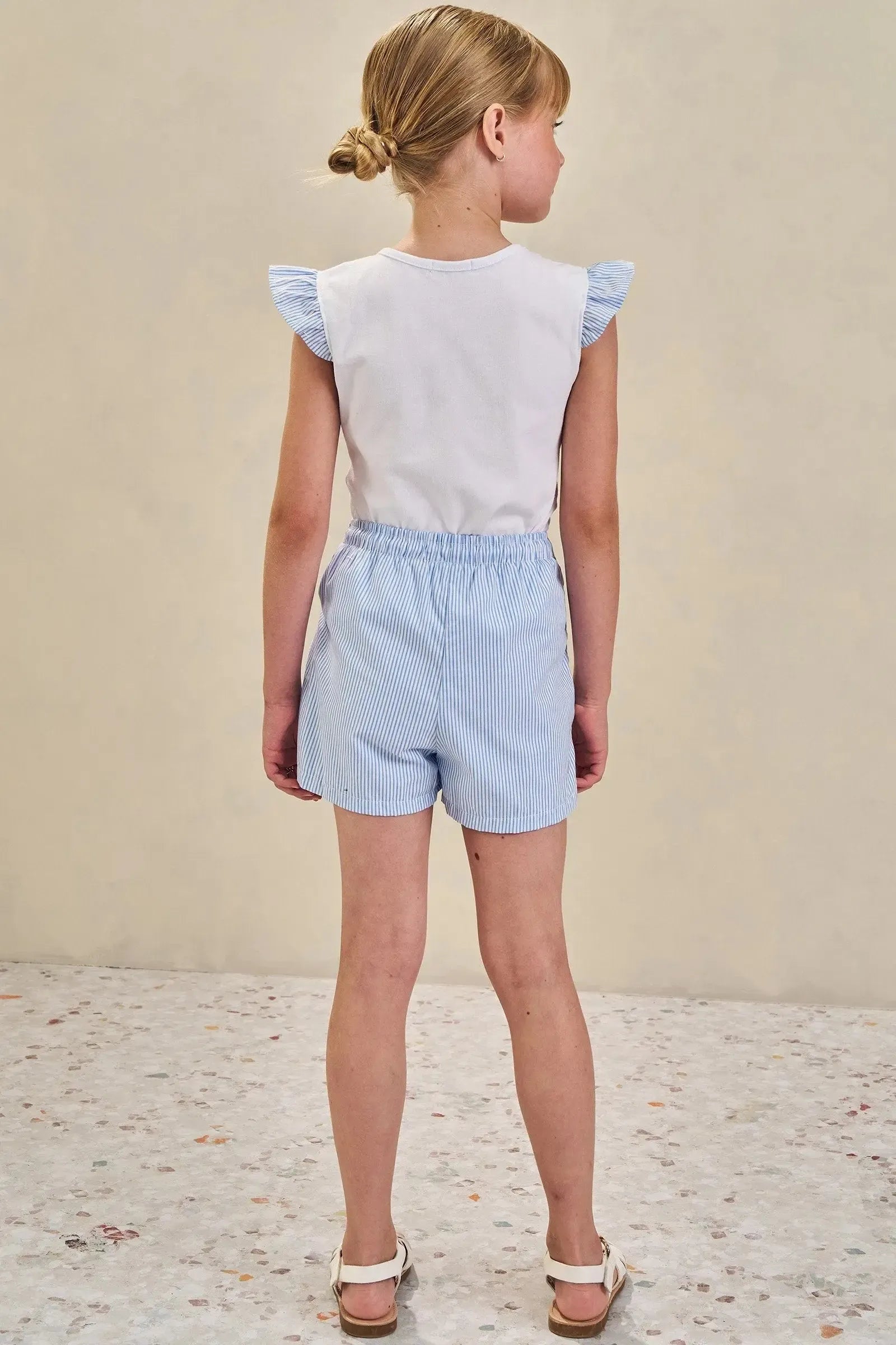 Conjunto de Blusa em Cotton e Short Saia em Tricoline Listrado 84589 Infanti Infantil Menina