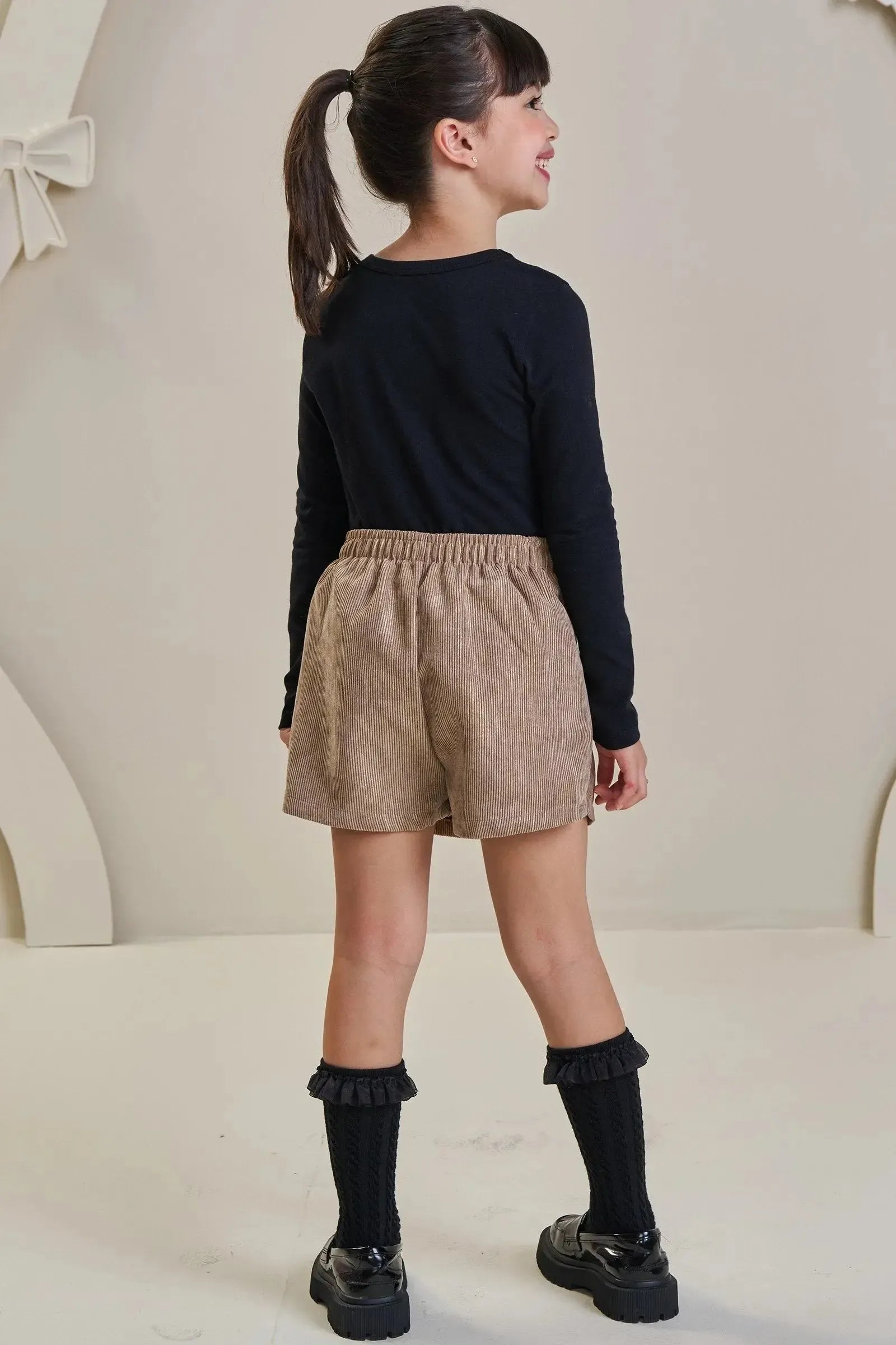 Conjunto de Blusa em Cotton e Short Saia em Veludo Cotelê Gold 93044 Infanti Infantil Menina