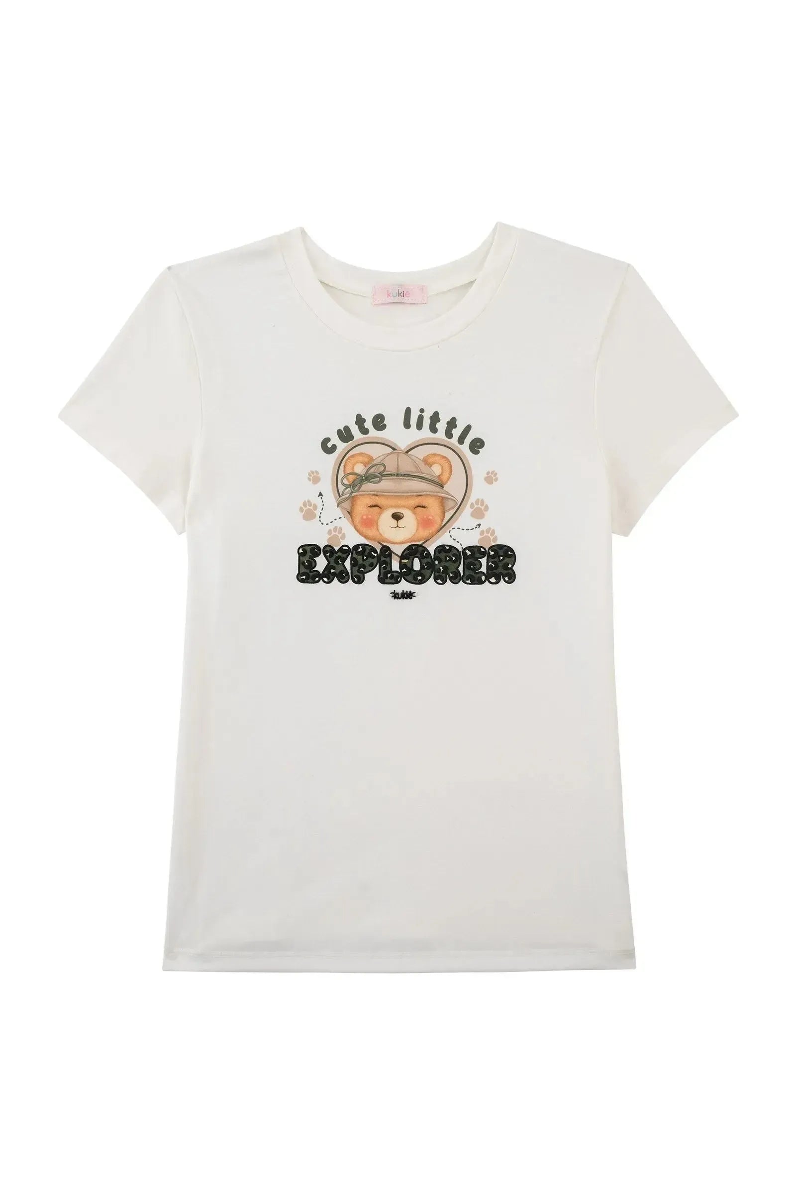 Conjunto de Blusa em Cotton e Shorts em Cotelê 93938 Kukiê Infantil Menina