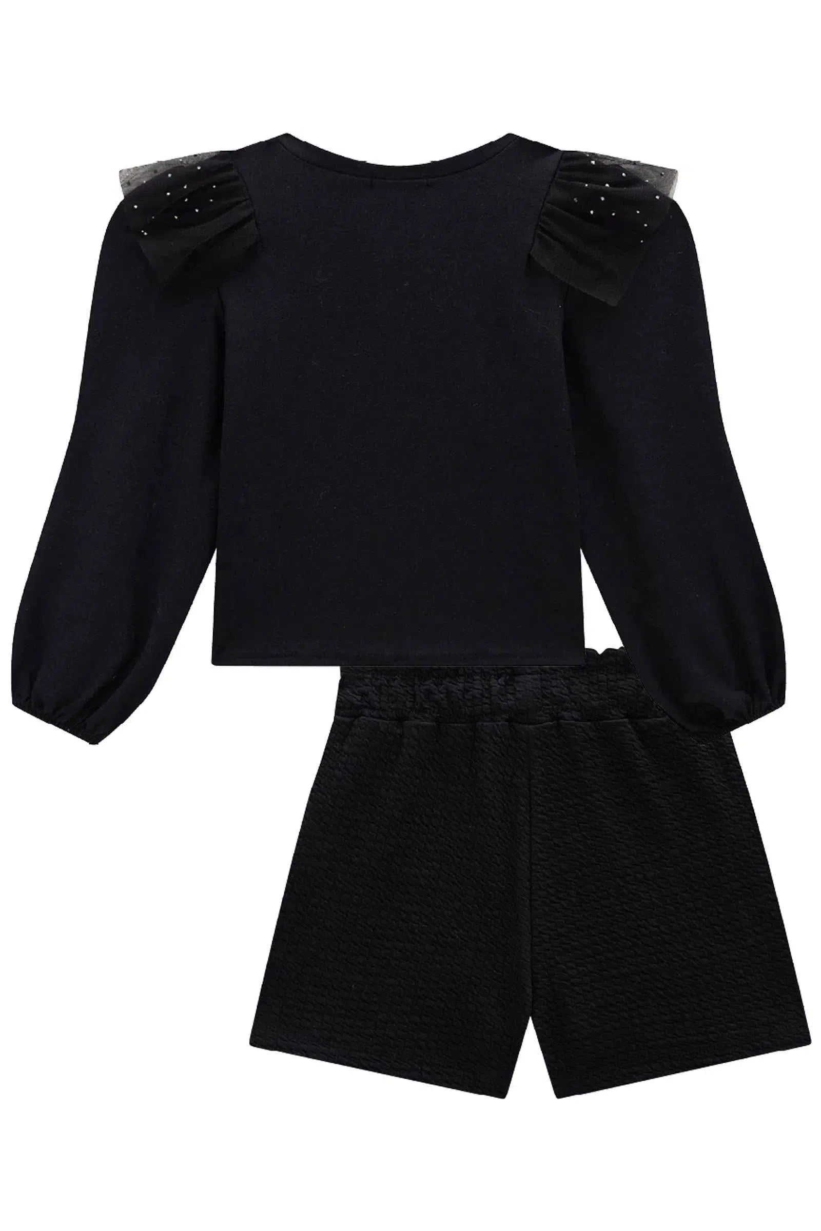 Conjunto de Blusa em Cotton e Shorts em Jacquard Soviello 81135 Kukiê Infantil Menina