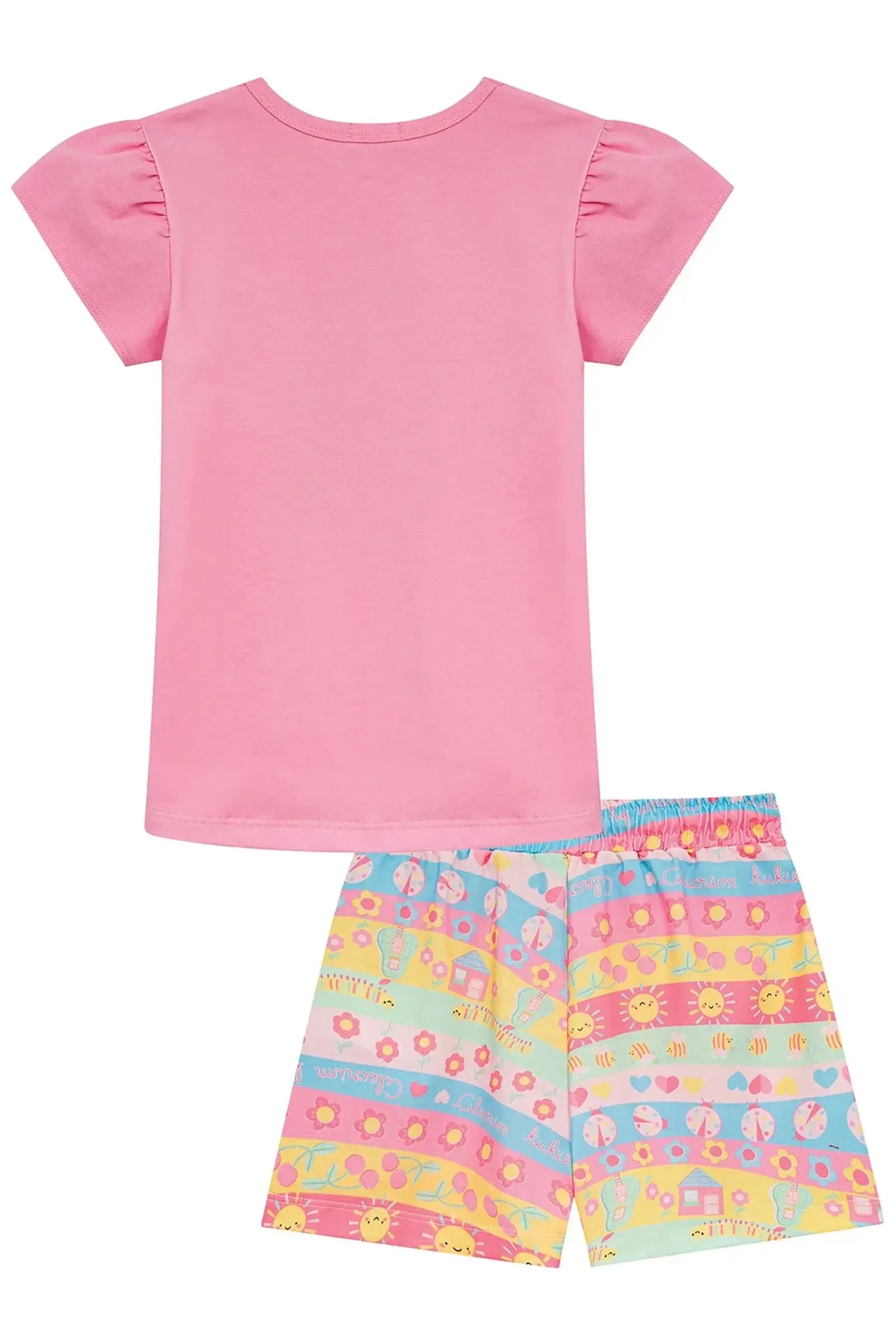 Conjunto de Blusa em Cotton e Shorts em Malha Fresh 95261 Kukiê Infantil Menina