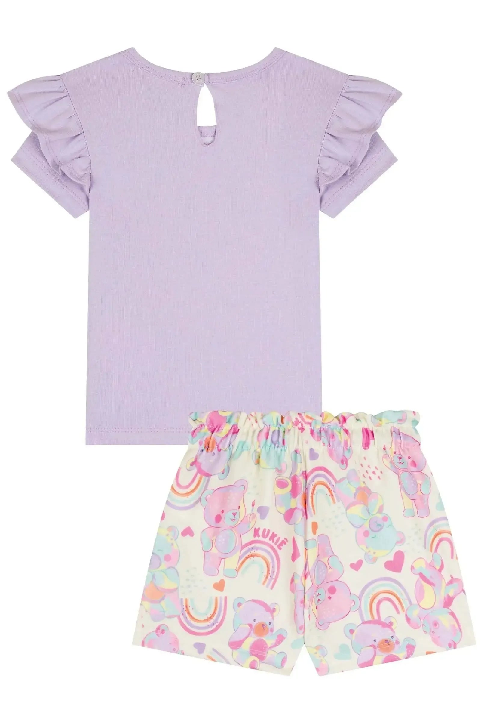 Conjunto de Blusa em Cotton e Shorts em Molecotton 85360 Kukiê Infantil Menina