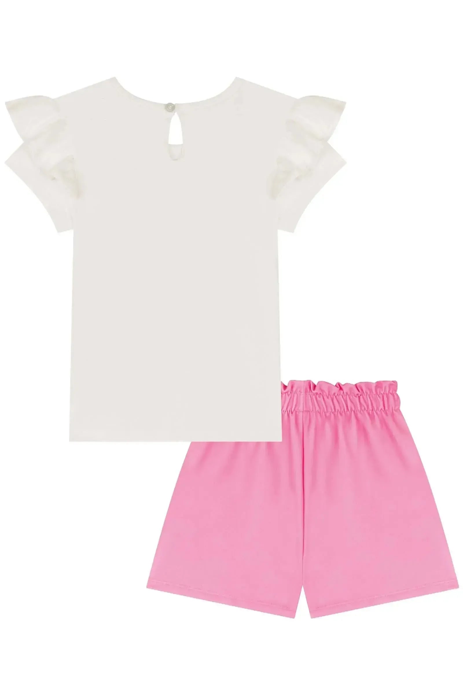 Conjunto de Blusa em Cotton e Shorts em Molecotton 85418 Kukiê Infantil Menina