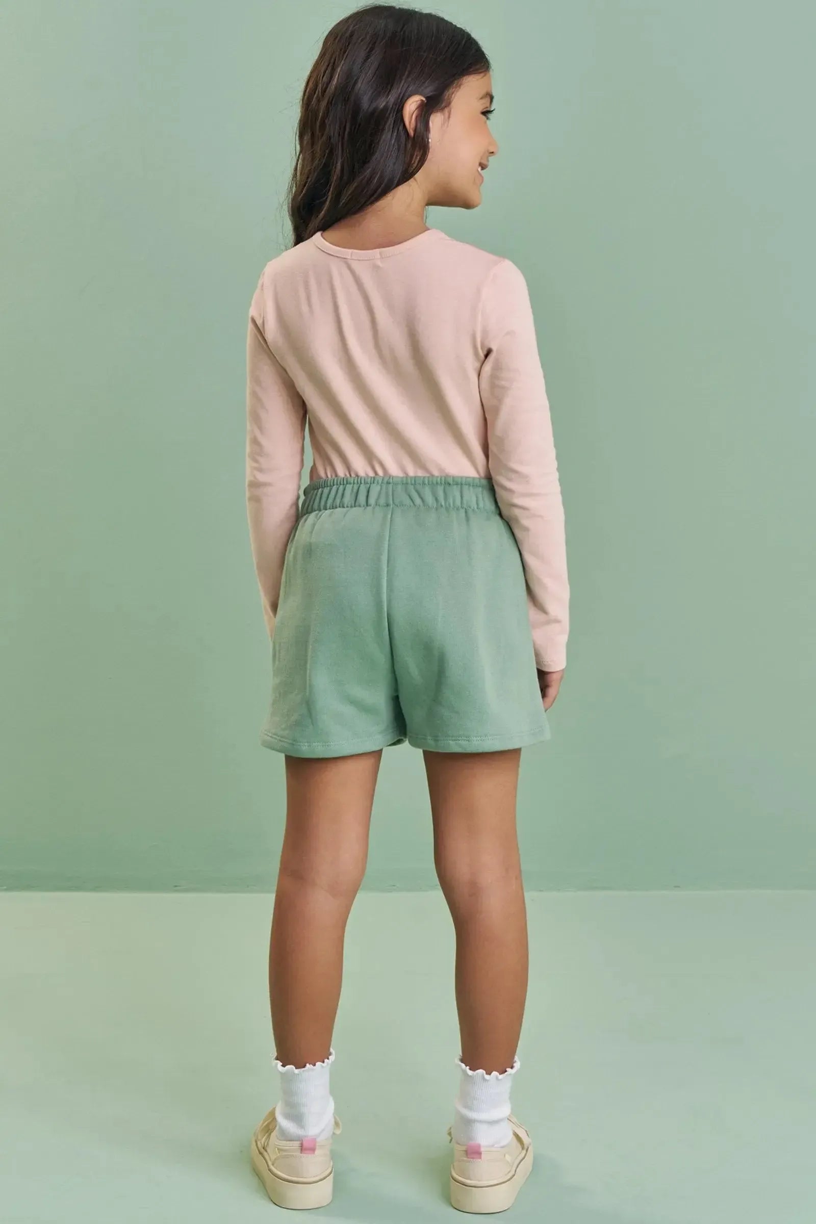 Conjunto de Blusa em Cotton e Shorts em Moletom com Pelúcia 89586 Kukiê Infantil Menina