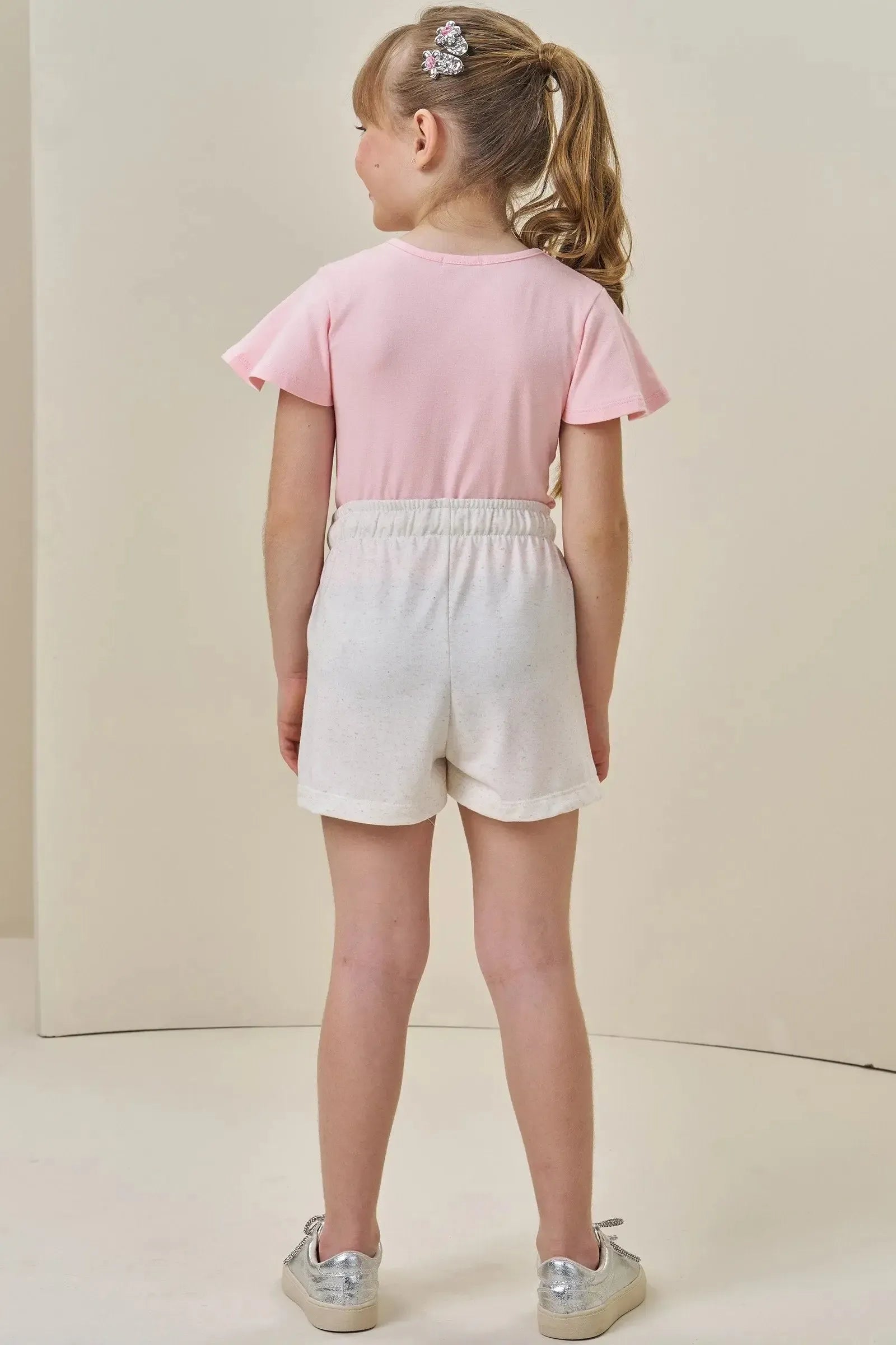 Conjunto de Blusa em Cotton e Shorts em Molevisco 84332 Infanti Infantil Menina
