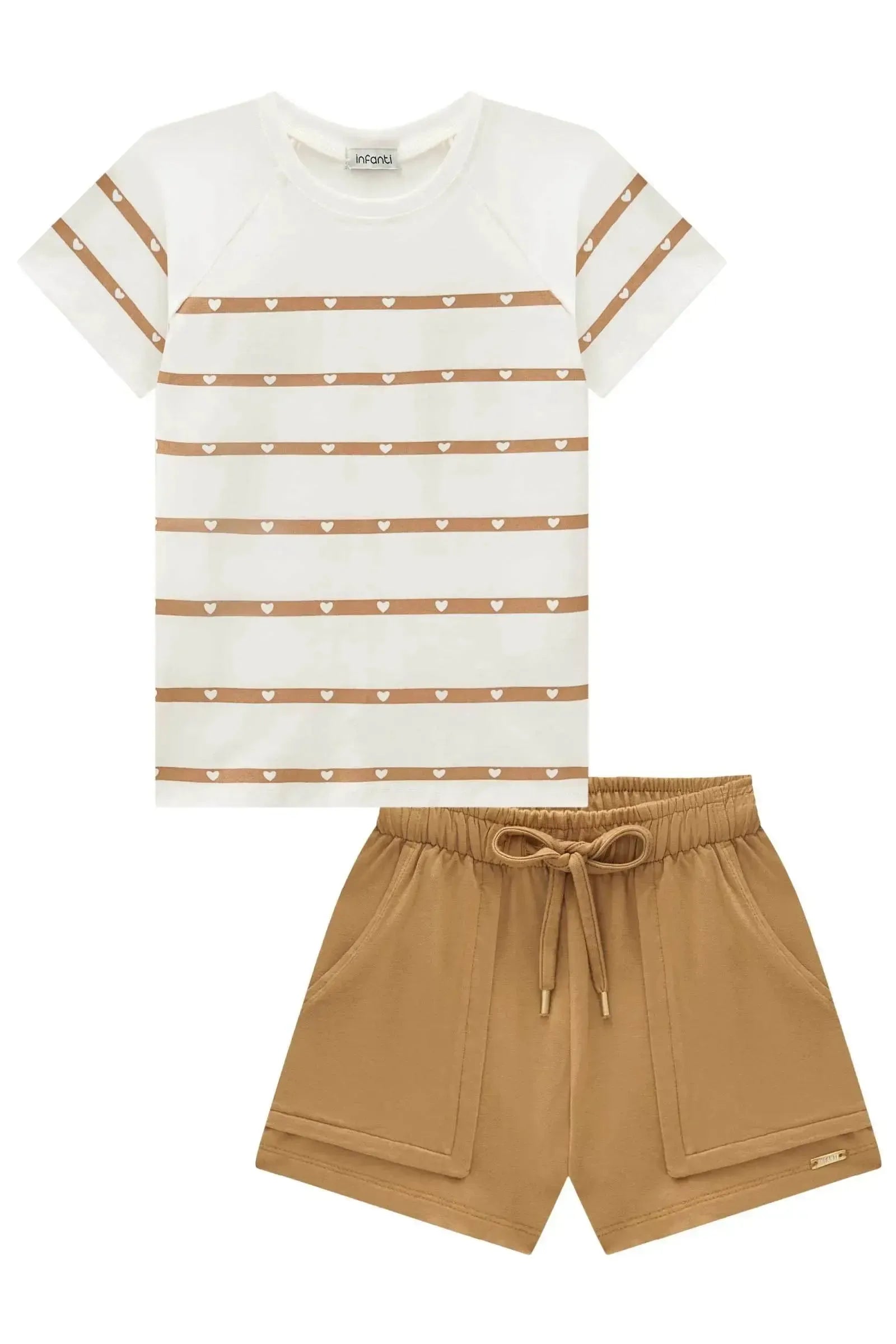 Conjunto de Blusa em Cotton e Shorts em Molevisco 84938 Infanti Infantil Menina