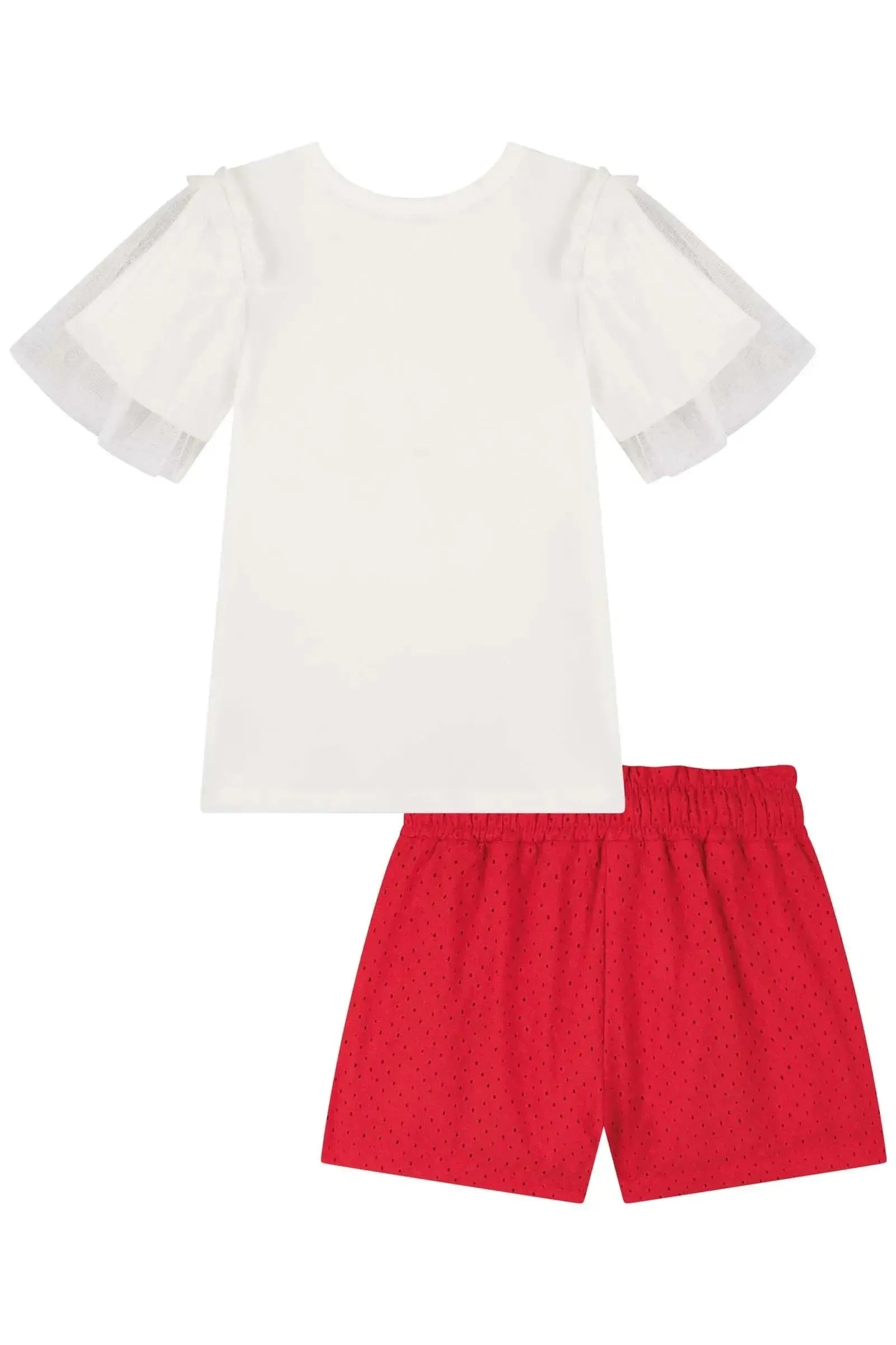 Conjunto de Blusa em Cotton e Shorts em Tecido Laise 83558 Kukiê Infantil Menina